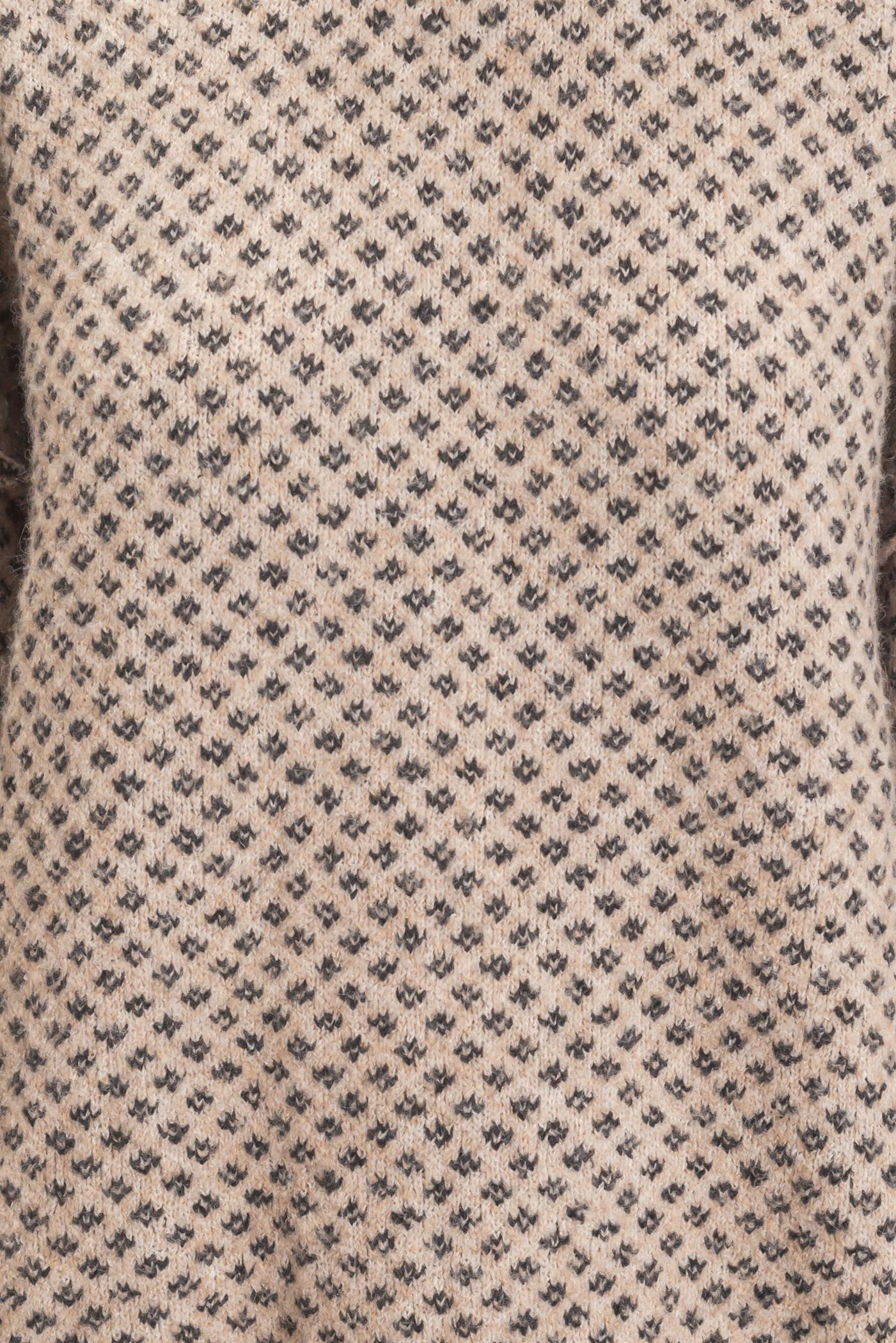 Wholesale Diamond Jacquard Knit Sweater Sweaters HF26E891 TAUPE HYFVE