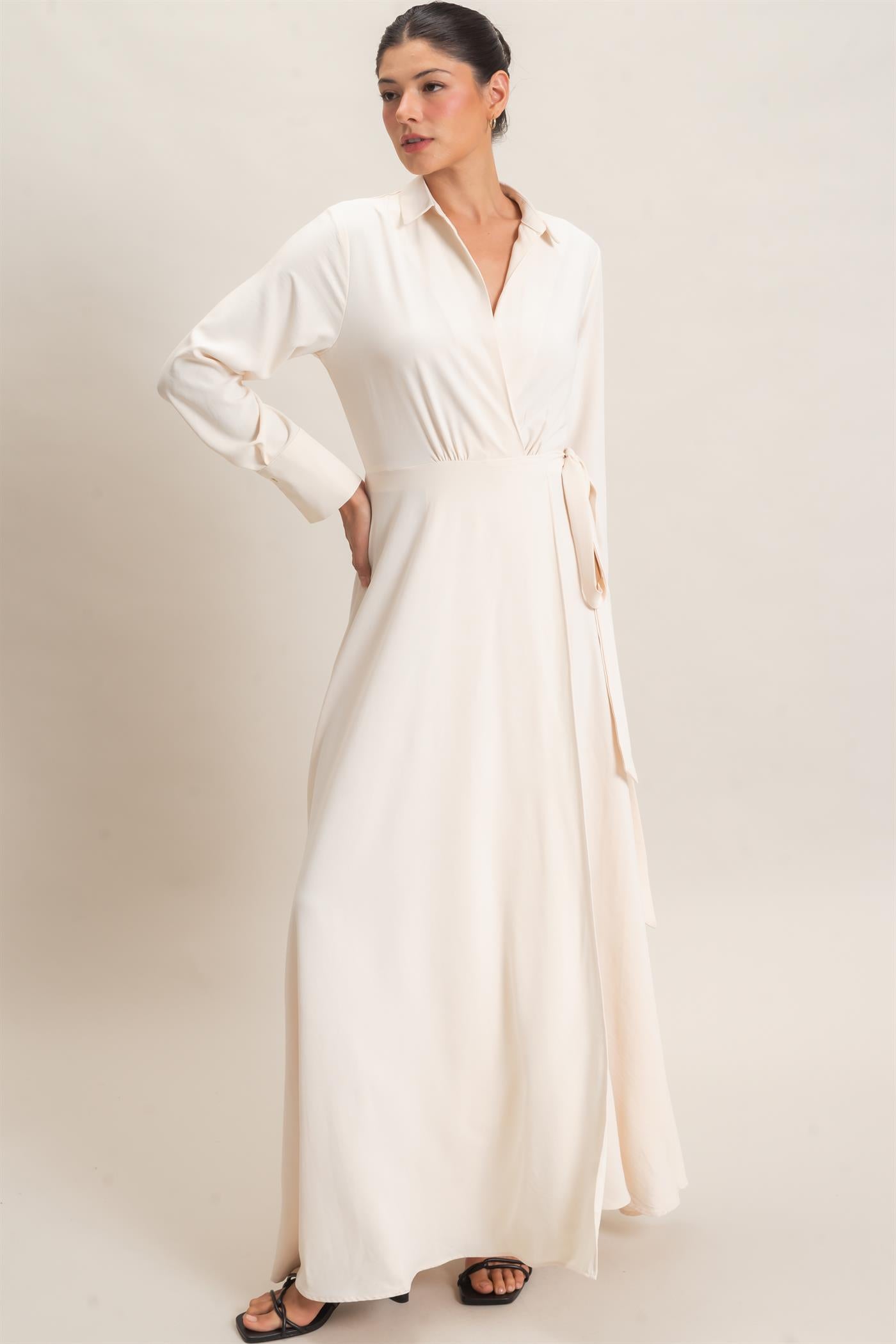 Wholesale Collared Wrap Shirt Dress Dresses HF25E869 ALPACA HYFVE