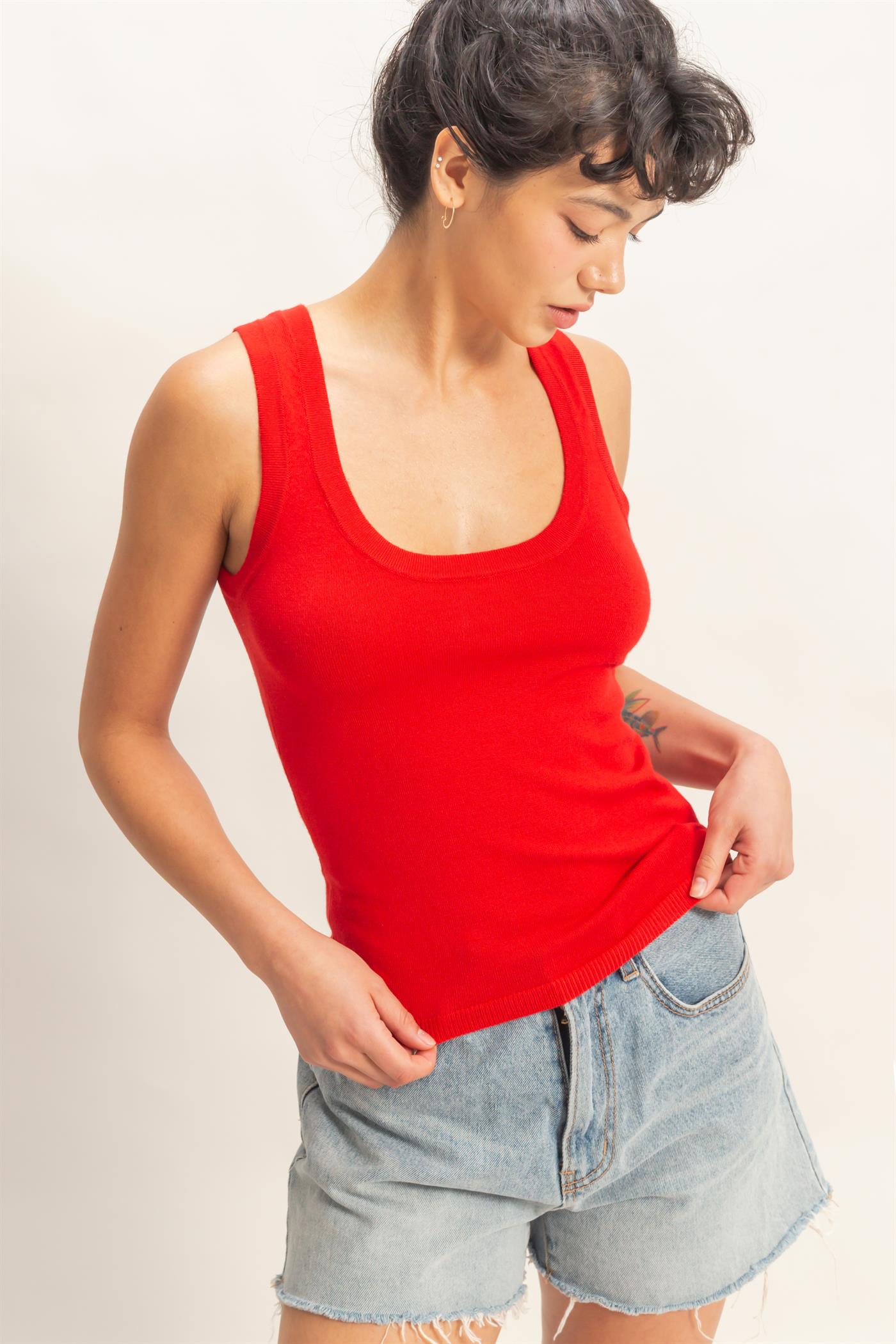Wholesale Scoop Neck Tank Top Clothing Tops DZ26A449 RED DOUBLE ZERO