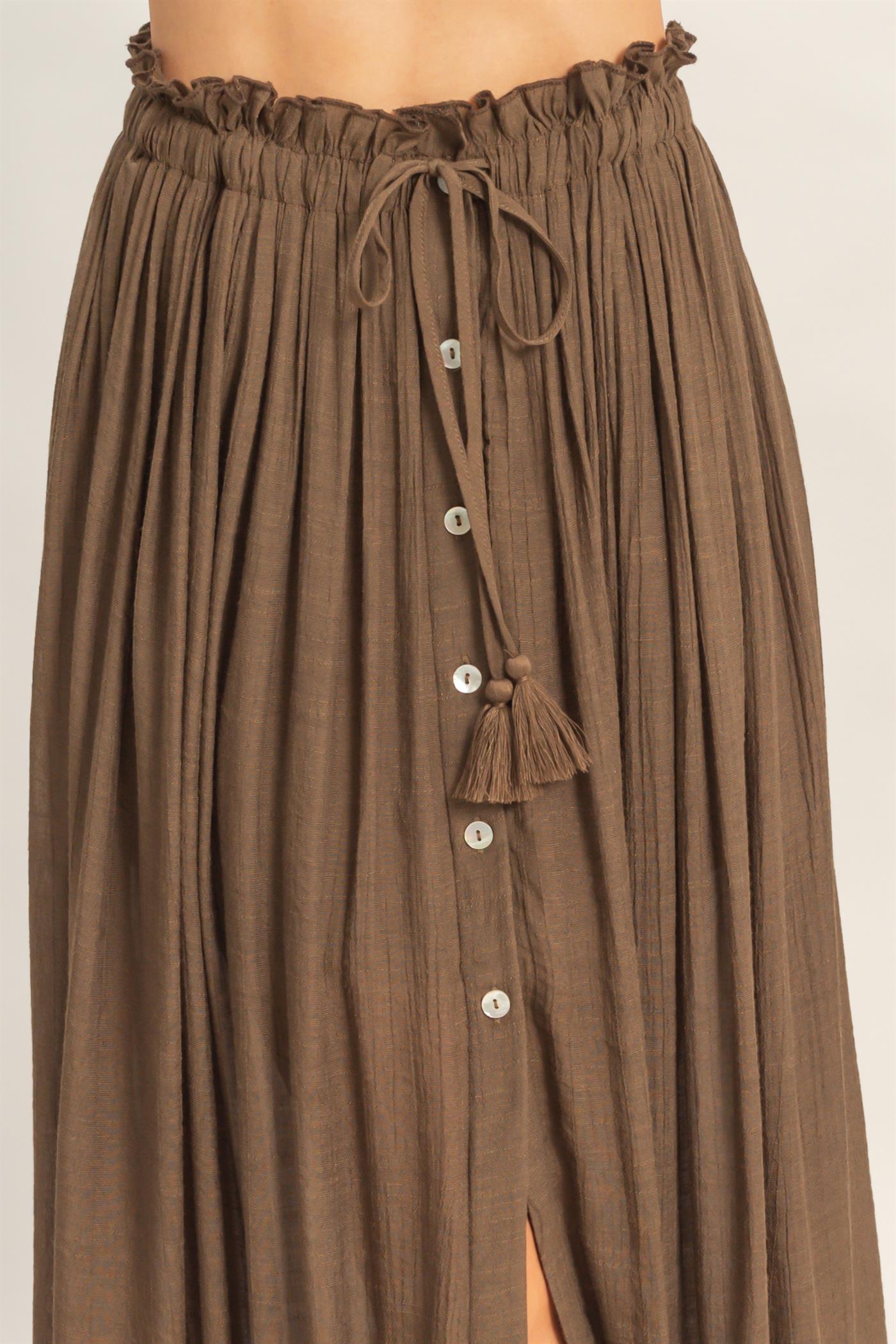 Wholesale Smocked Top & Maxi Skirt Set Clothing HF26C292-SET-D CHOCOLATE HYFVE