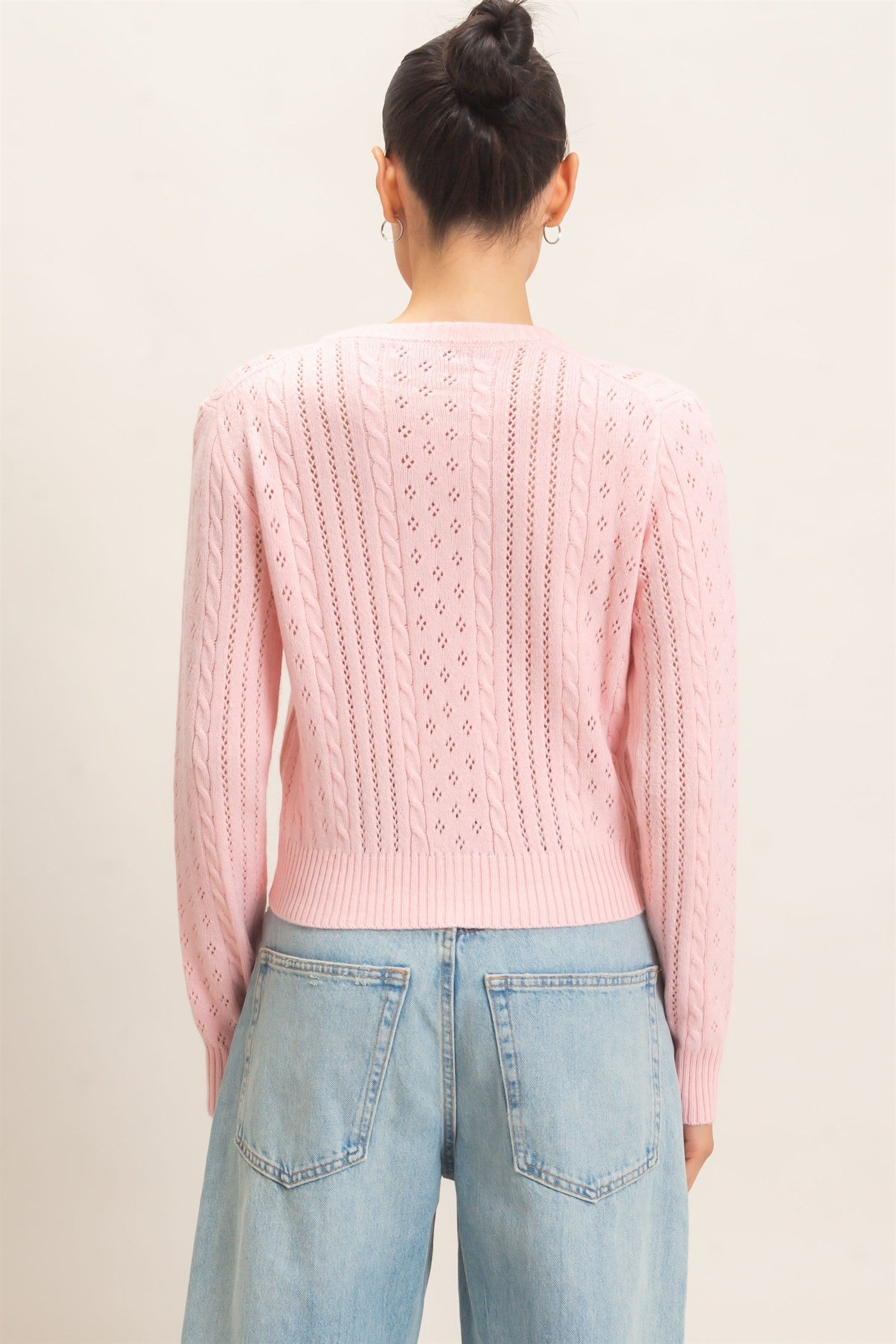 Wholesale Cable Knit Cardigan Cardigans HF26E150 PINK HYFVE