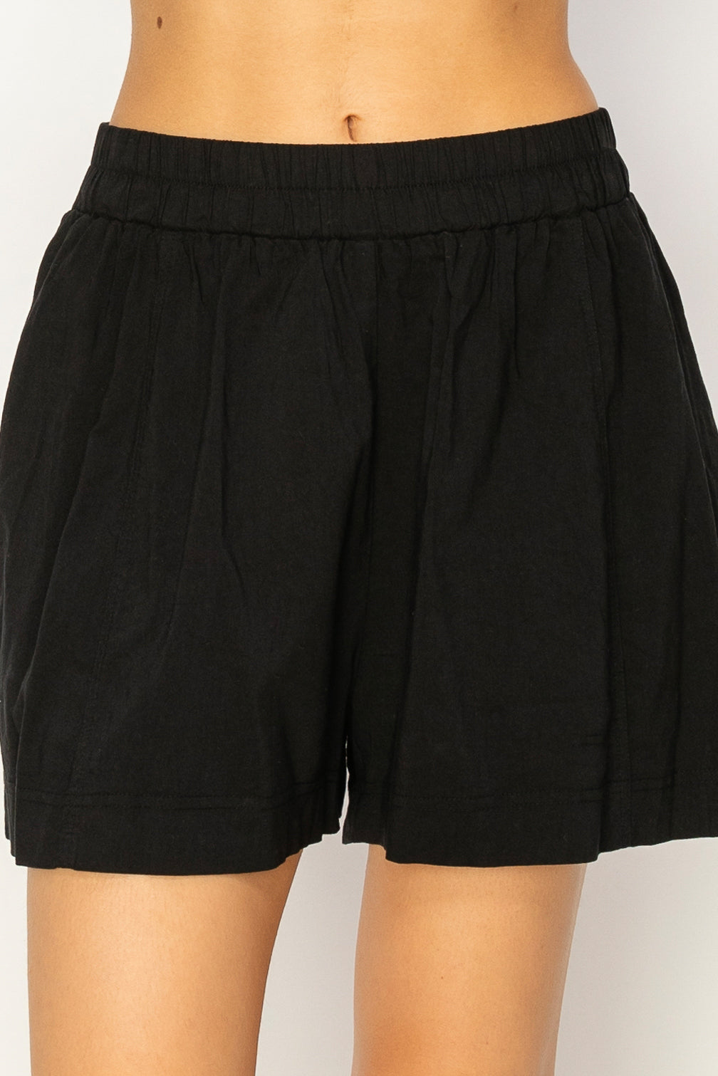 Wholesale Seam Detail High Waist Shorts Shorts DZ24A421 BLACK DOUBLE ZERO