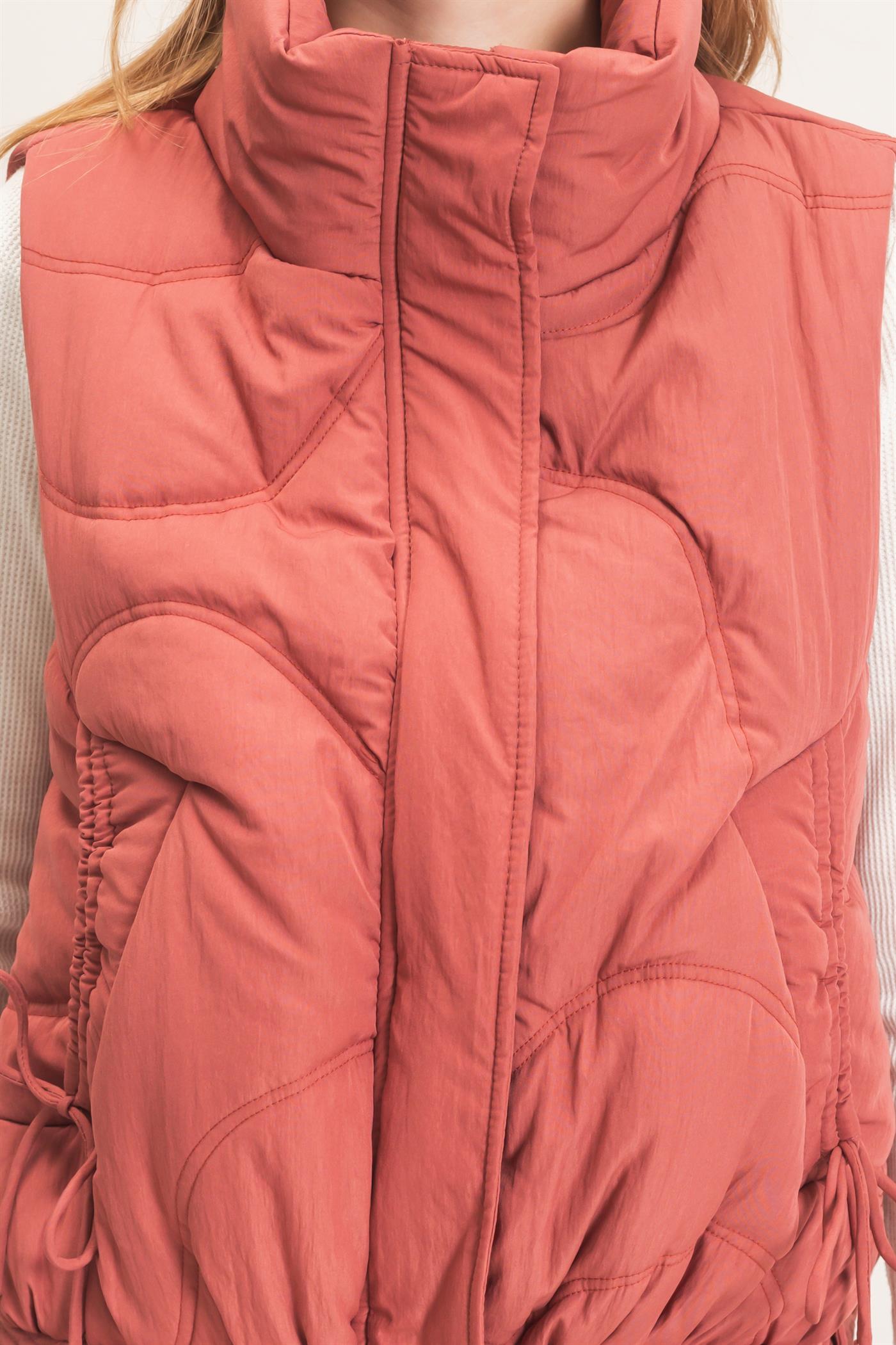 Wholesale Quilted Funnel Neck Puffer Vest Vests HF26F168 BRICK HYFVE
