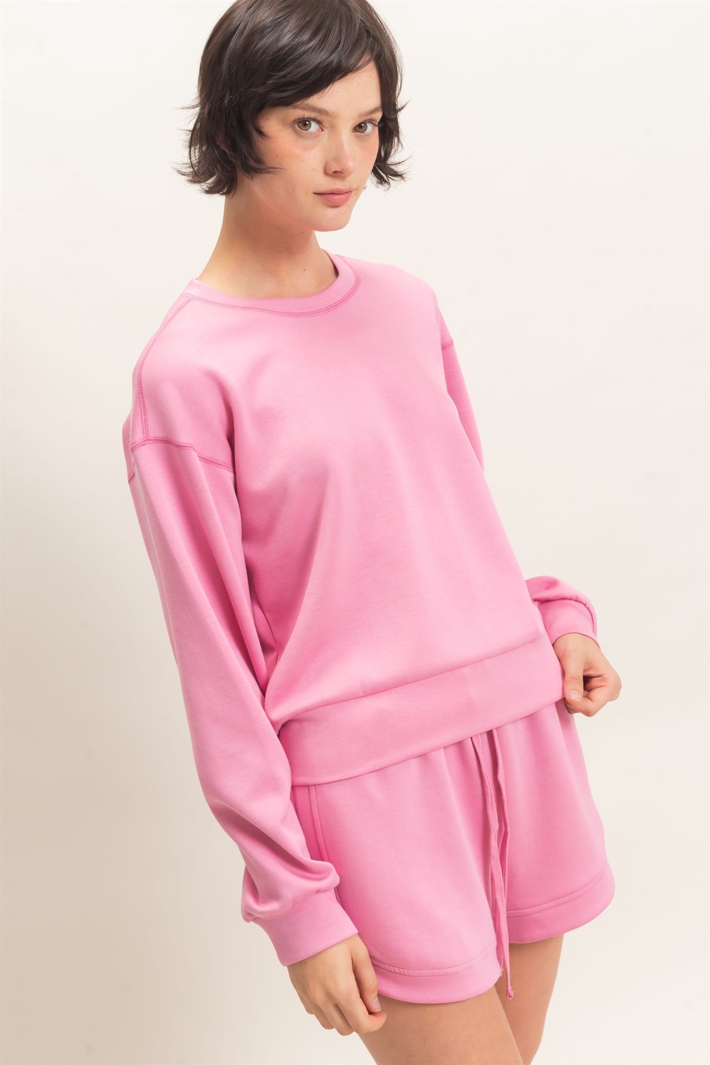 Wholesale Crew Neck Sweatshirt Sweatshirts DZ26C966 PINK DOUBLE ZERO
