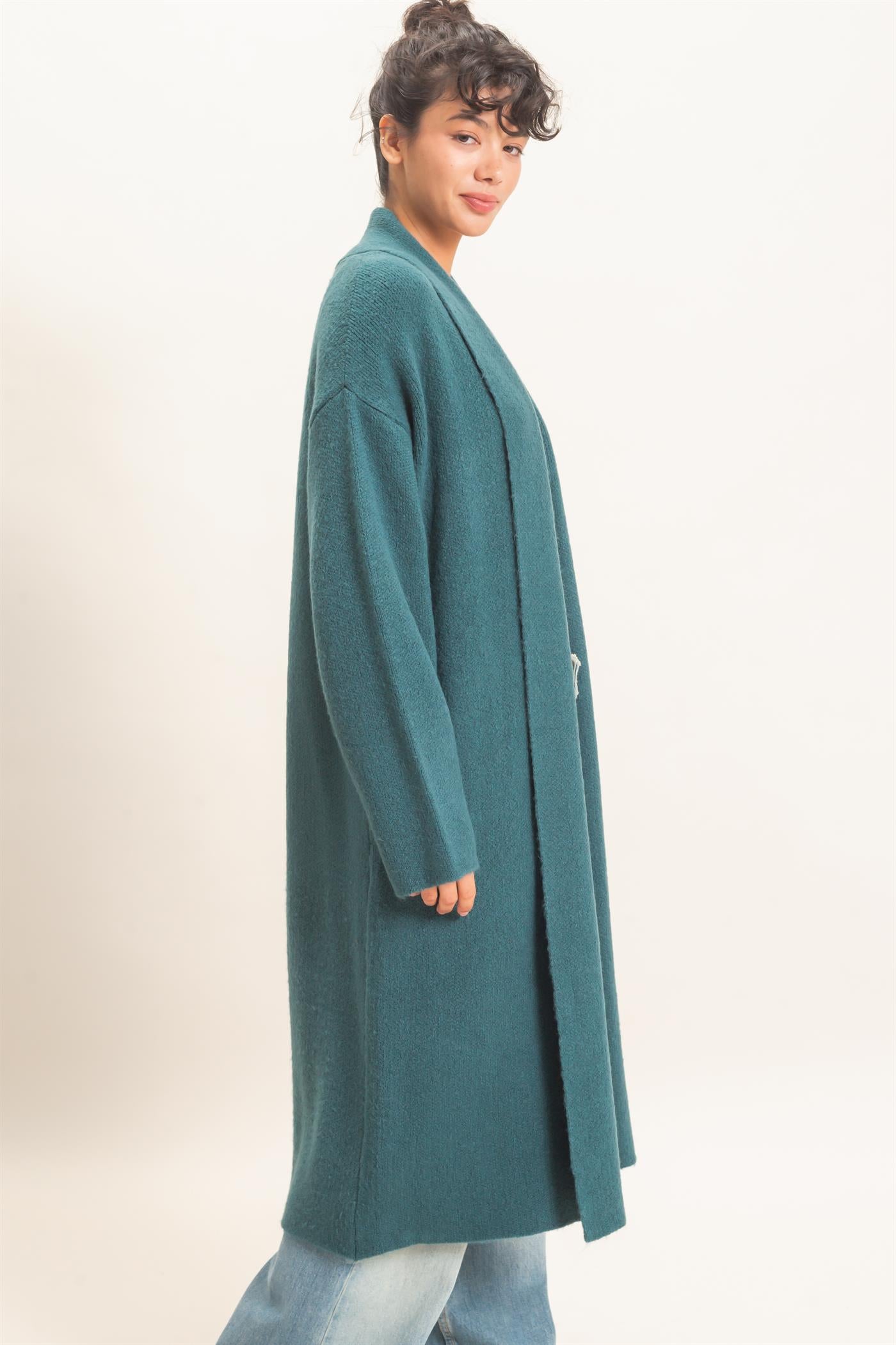 Wholesale Duster Cardigan Sweaters DZ26E267 DARK TEAL DOUBLE ZERO