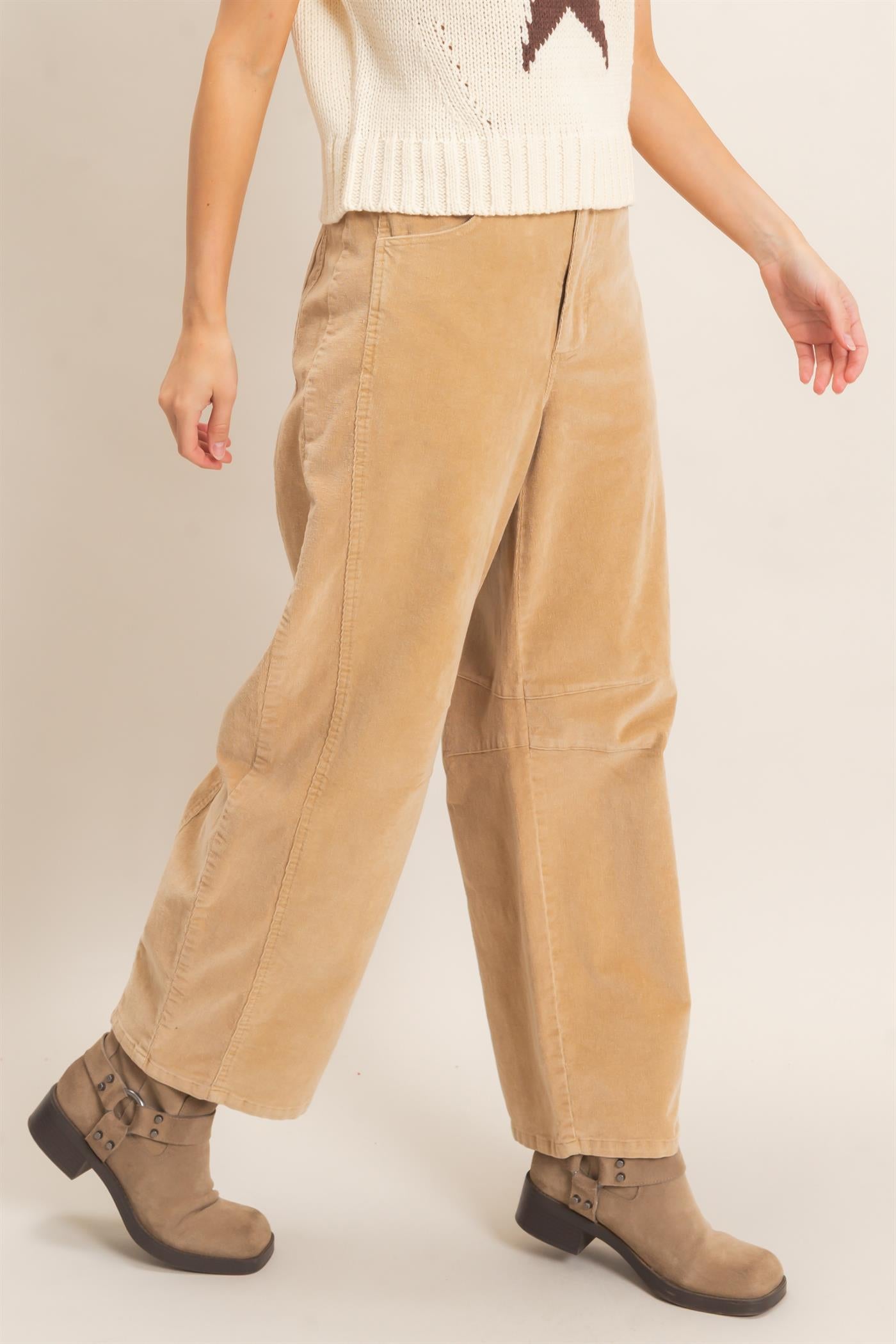 Wholesale Mineral Wash Wide-Leg Pants Pants HF26F238 TAUPE HYFVE