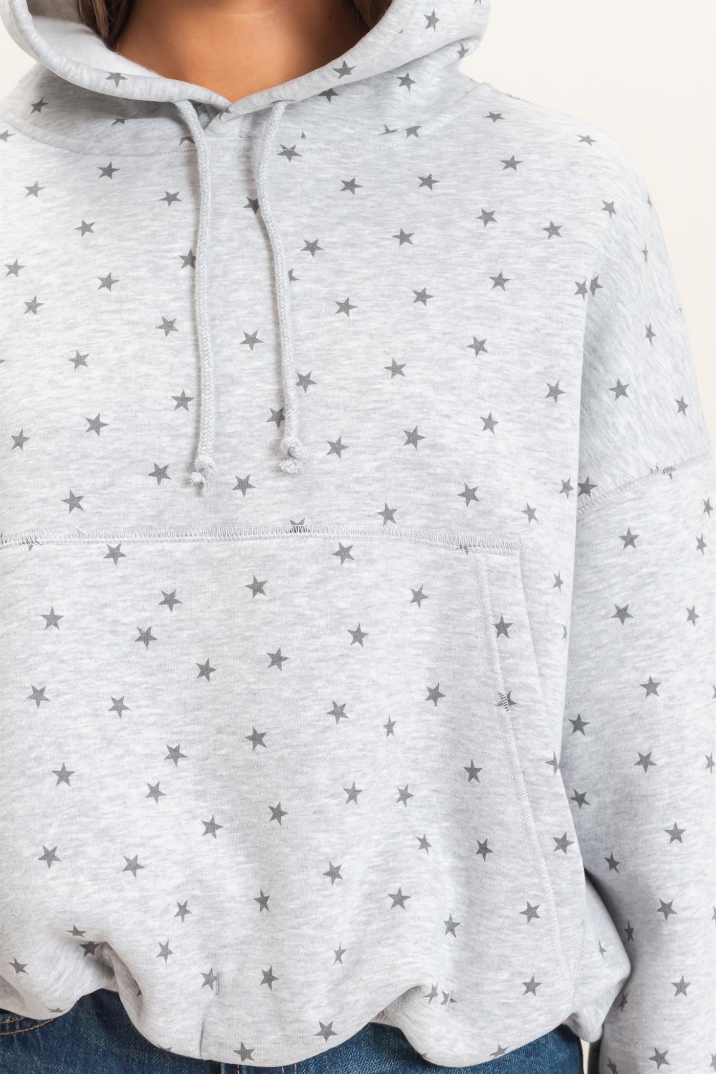 Wholesale Star Print Bubble Hoodie Hoodies DZ26C911 HEATHER GRAY DOUBLE ZERO