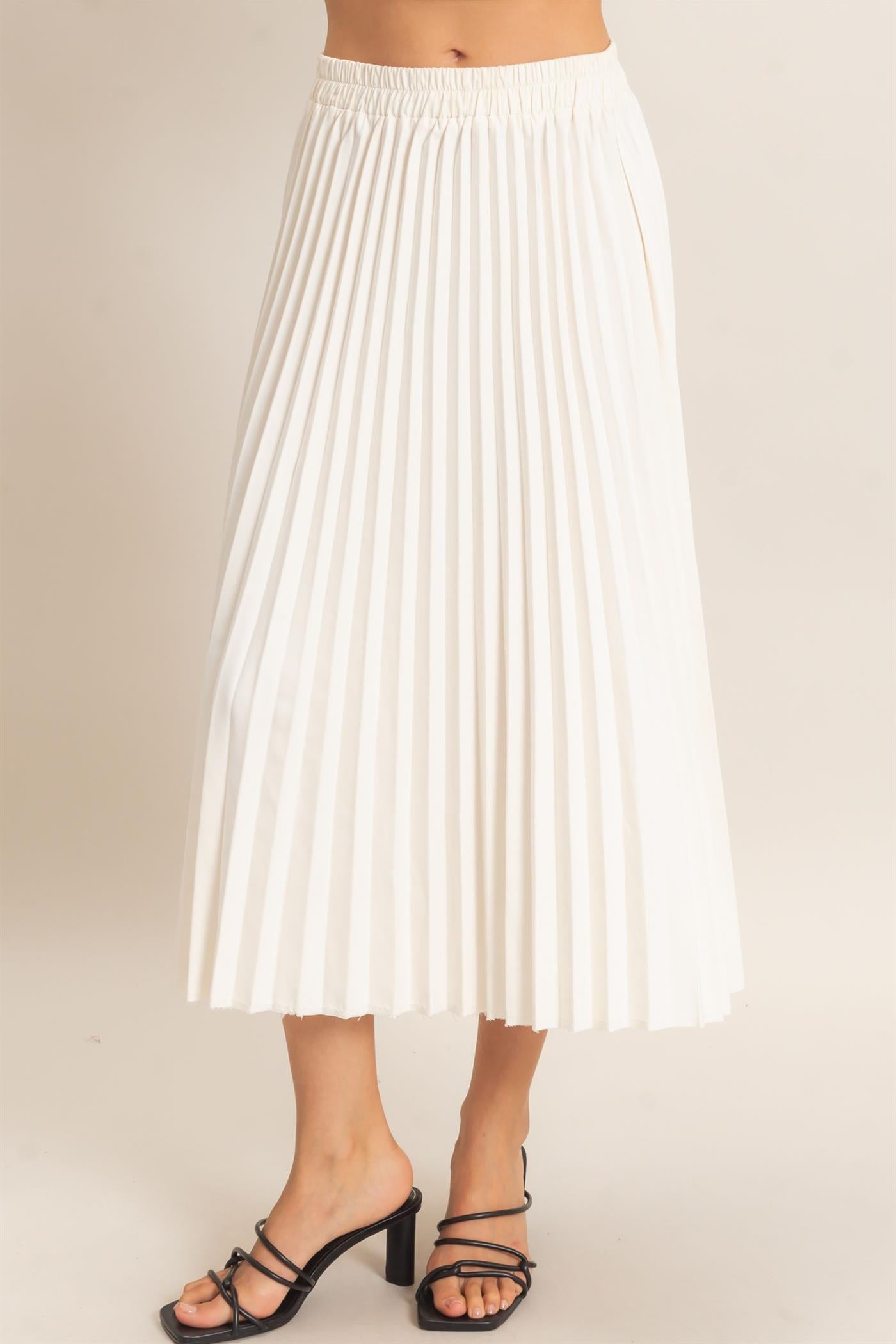 Wholesale Suede Accordion Pleated Skirt Skirts HF26F084-D CREAM HYFVE