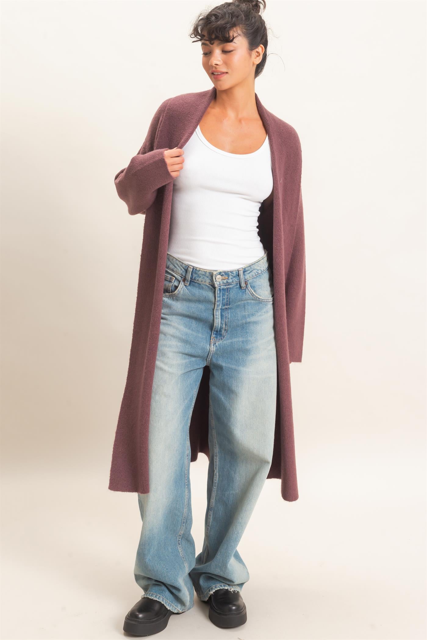 Wholesale Duster Cardigan Sweaters DZ26E267 COCOA DOUBLE ZERO
