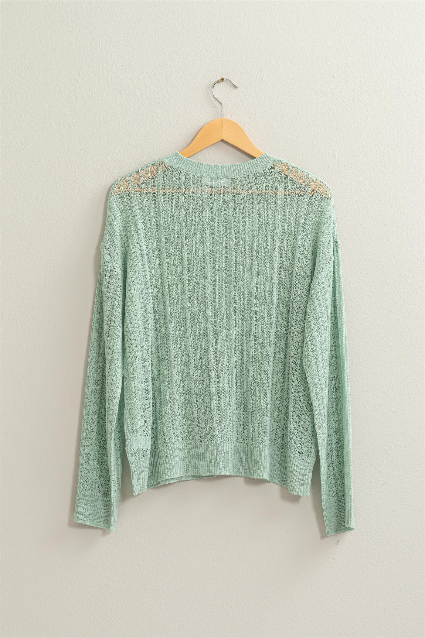 Wholesale Drop Shoulder Sweater Clothing Tops DZ24A477-D MINT DOUBLE ZERO