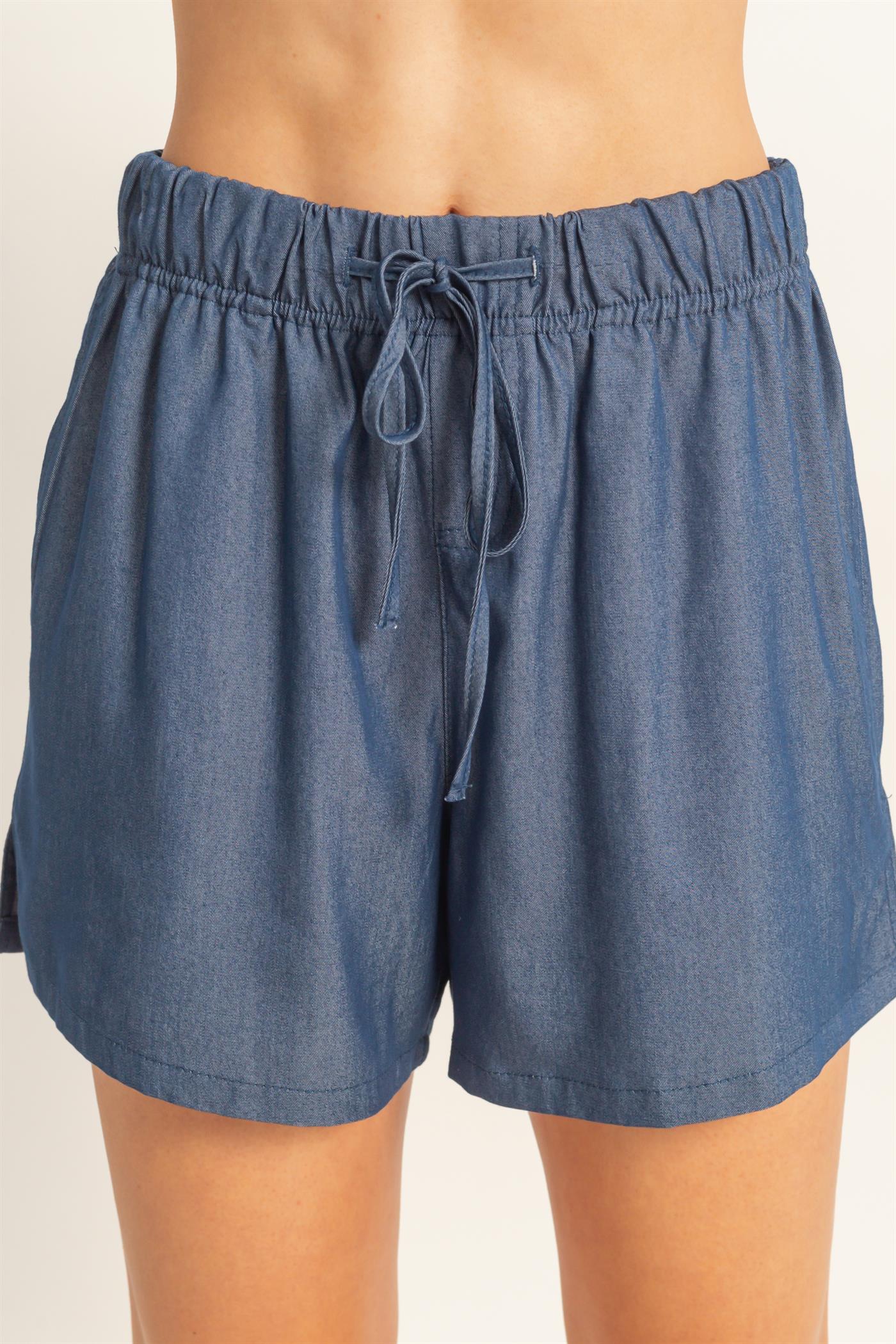 Wholesale Elastic Waist Drawstring Shorts Shorts HF26E428-D D.DENIM HYFVE