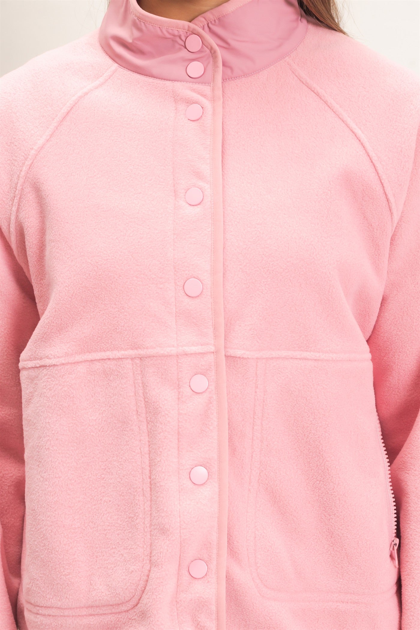 Wholesale Fleece Jacket With Button Front Coats & Jackets DZ26F086 PINK DOUBLE ZERO