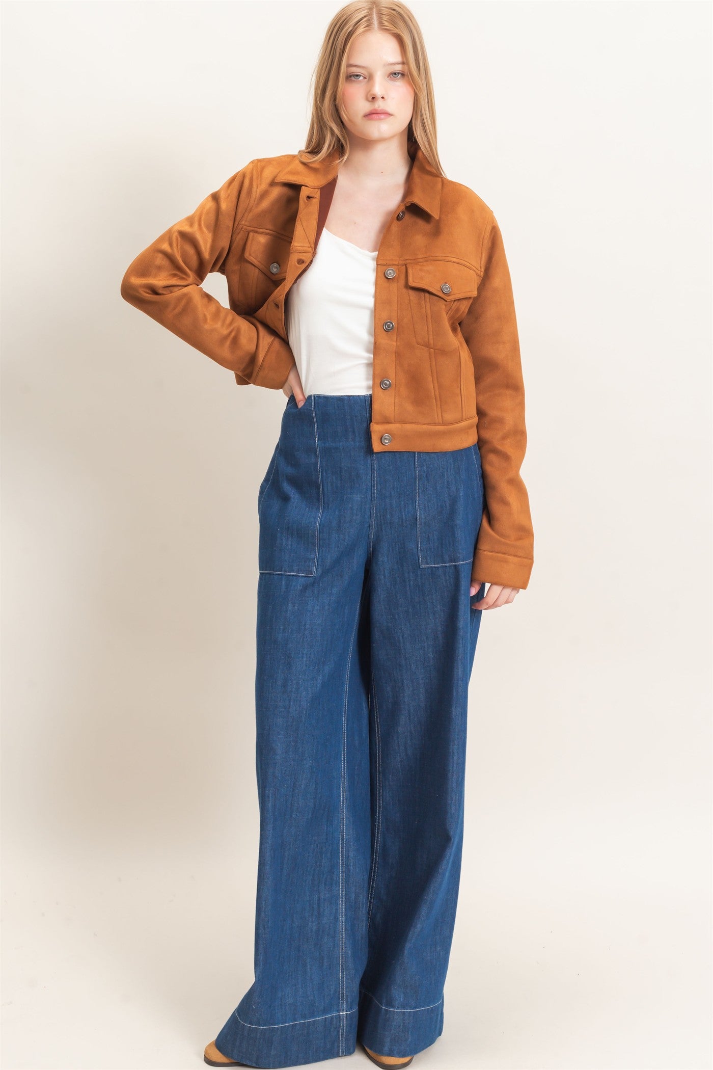Wholesale Button-Up Suede Jacket Coats & Jackets HF26C772 BROWN HYFVE