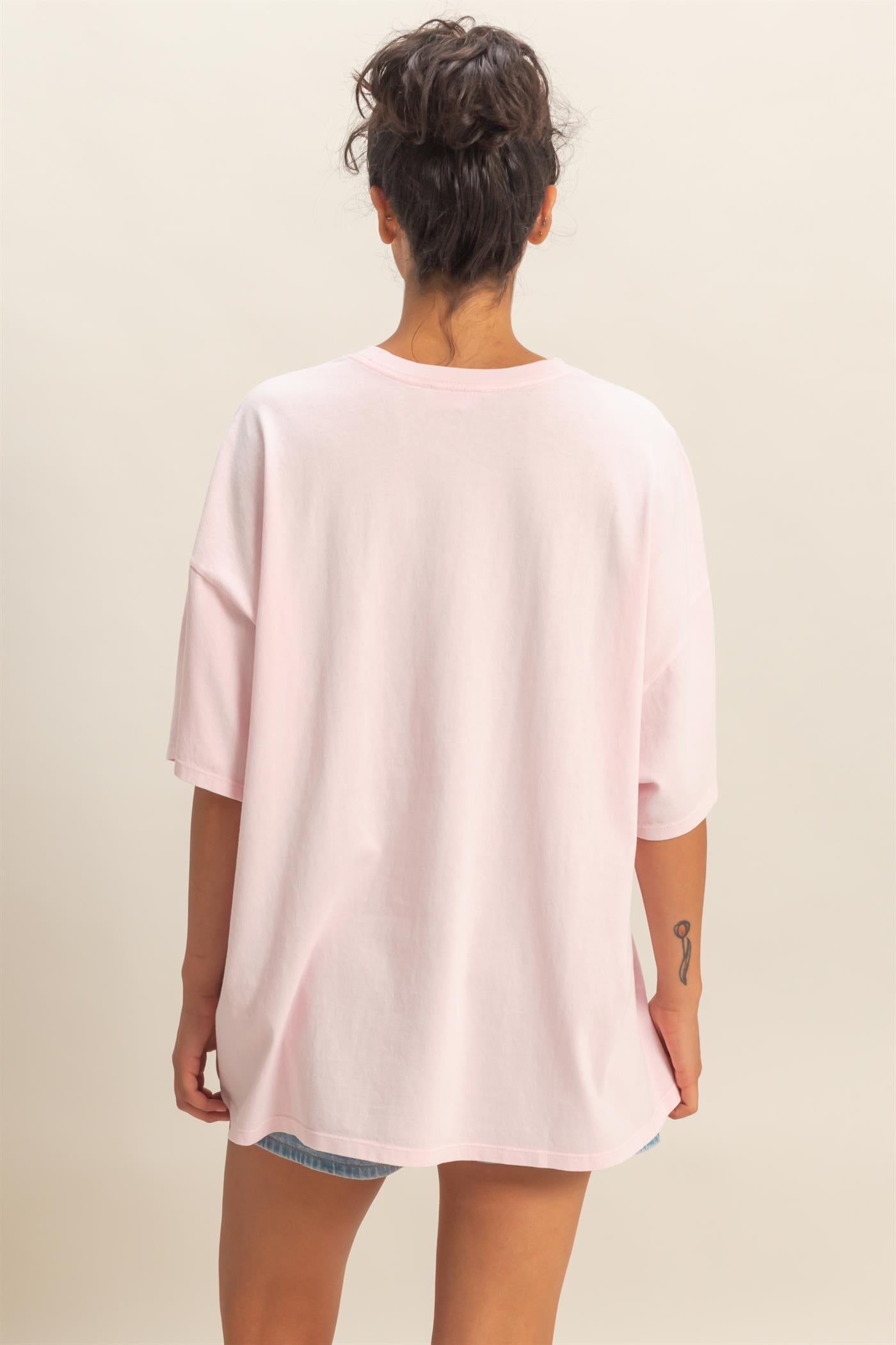 Wholesale Oversized Mineral Wash T-Shirt T-Shirts DZ26A031 SOFT PINK DOUBLE ZERO