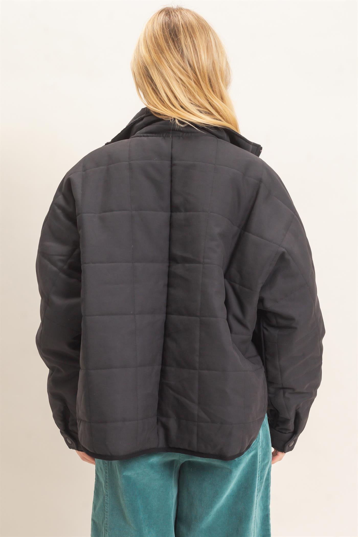 Wholesale Quilted High Collar Jacket Coats & Jackets HF26F167-D BLACK HYFVE