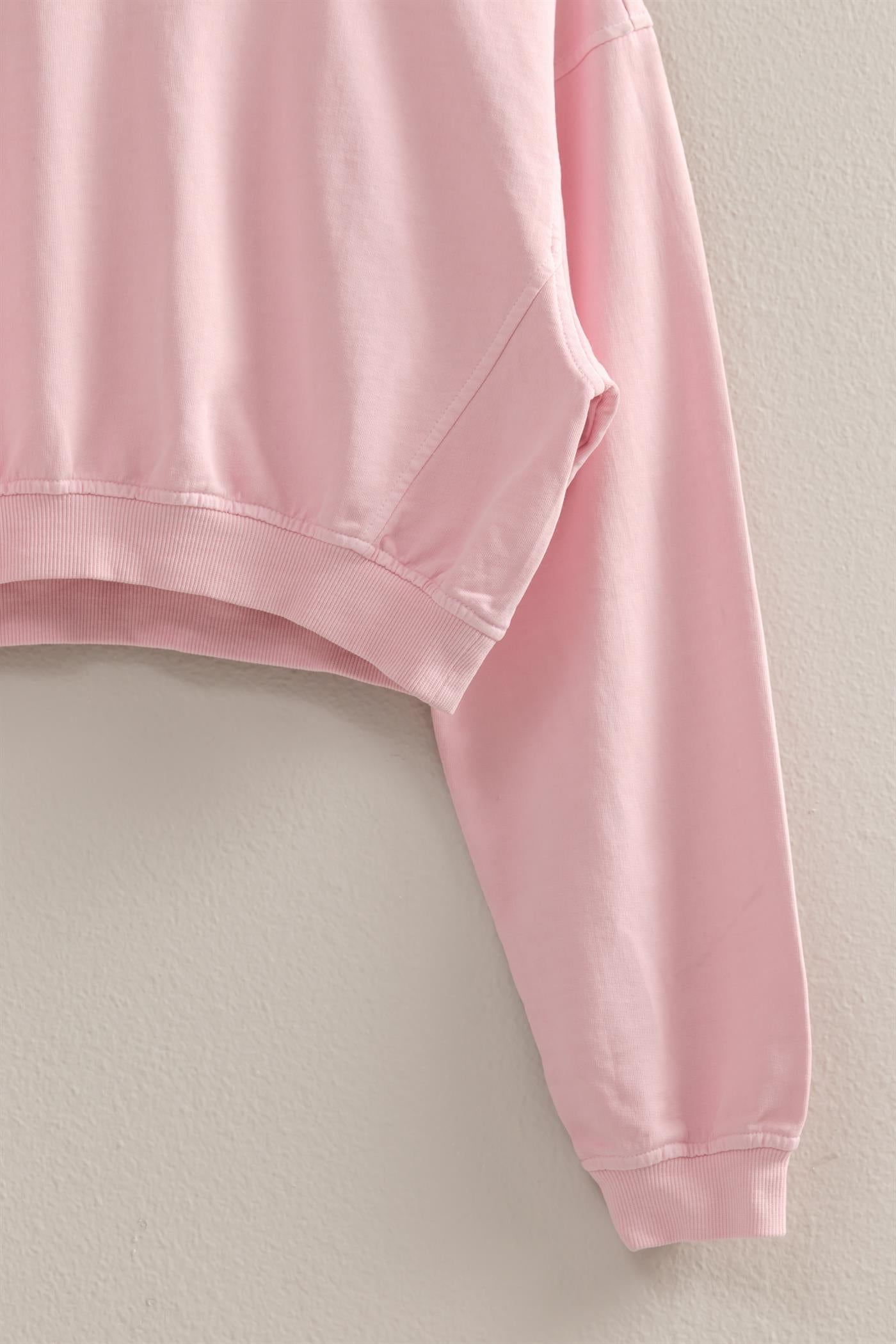 Wholesale Crew Neck Long Sleeve Crop Sweatshirt Sweatshirts DZ25A923 SOFT PINK DOUBLE ZERO