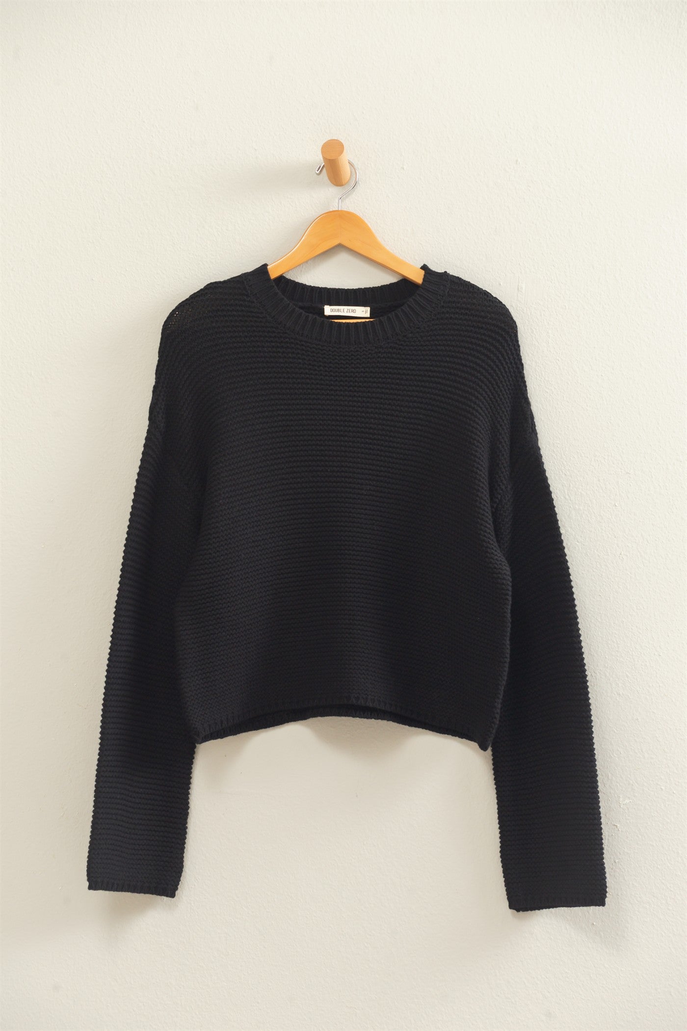 Wholesale Textured Knit Crew Neck Sweater Sweaters DZ26F395 BLACK DOUBLE ZERO