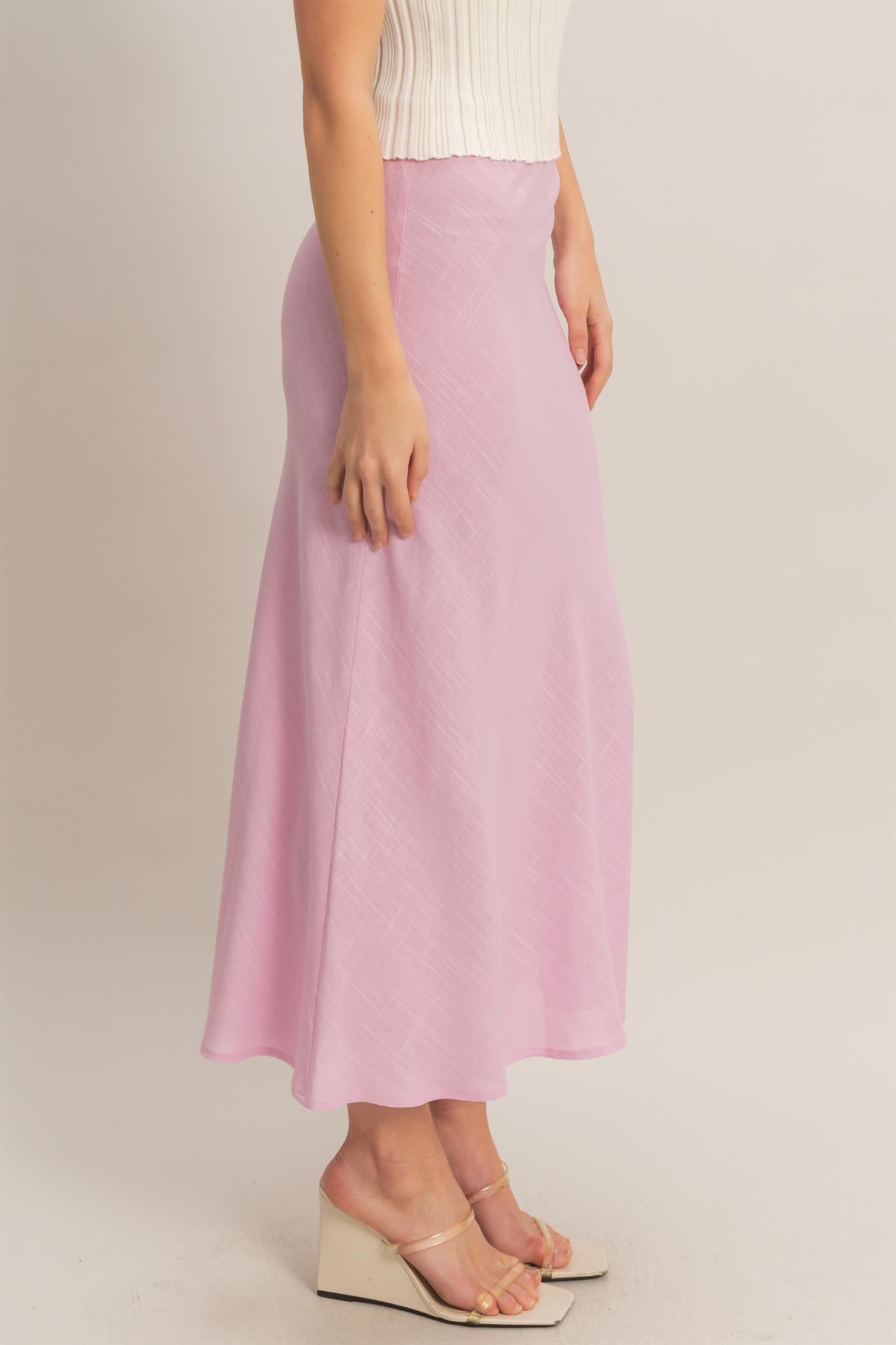 Wholesale Maxi Skirt With Elastic Waistband Skirts HF26A473-D PINK LAVENDER HYFVE