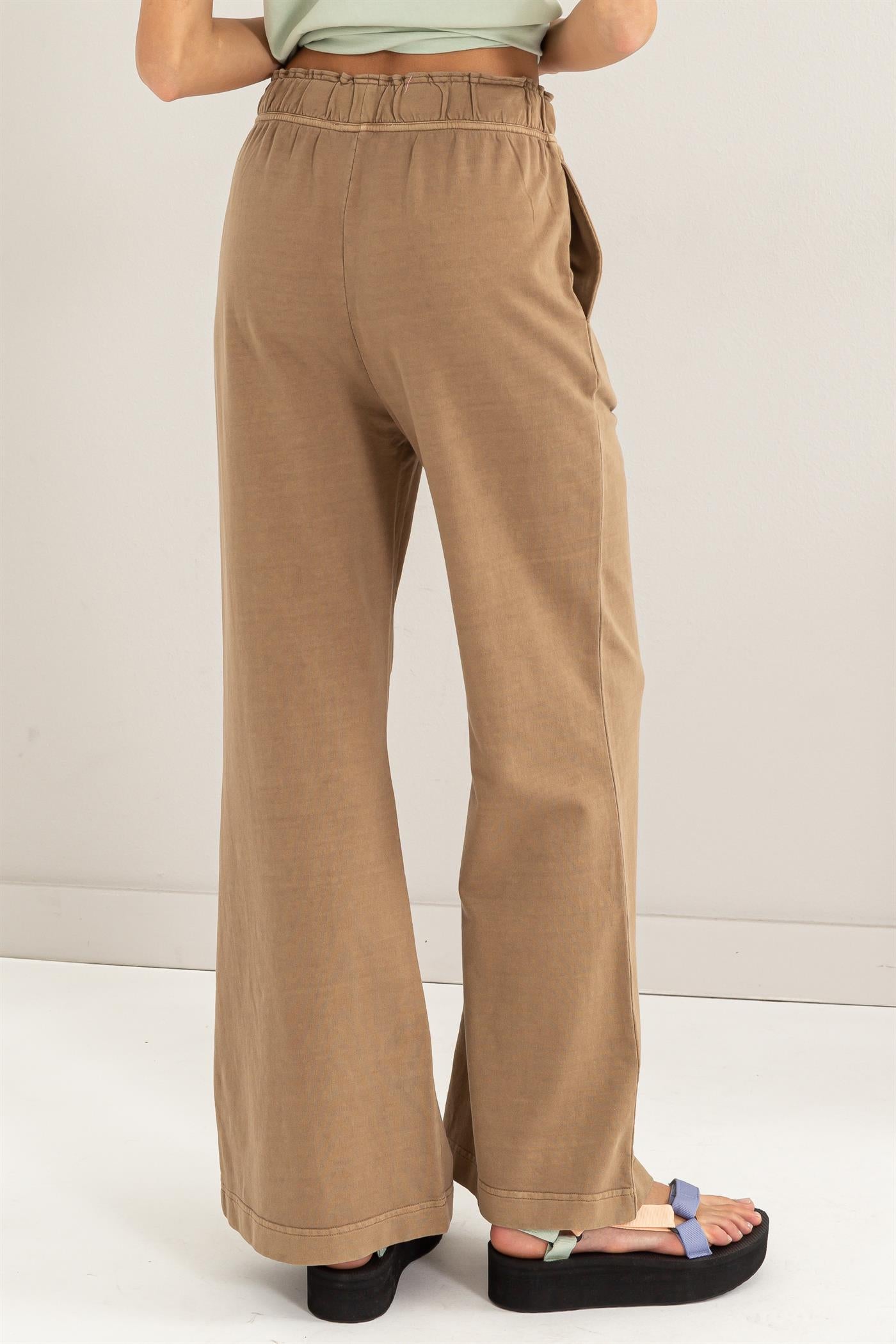 Wholesale High Waist Flare Pants Pants DZ24C346-D MOCHA BROWN DOUBLE ZERO