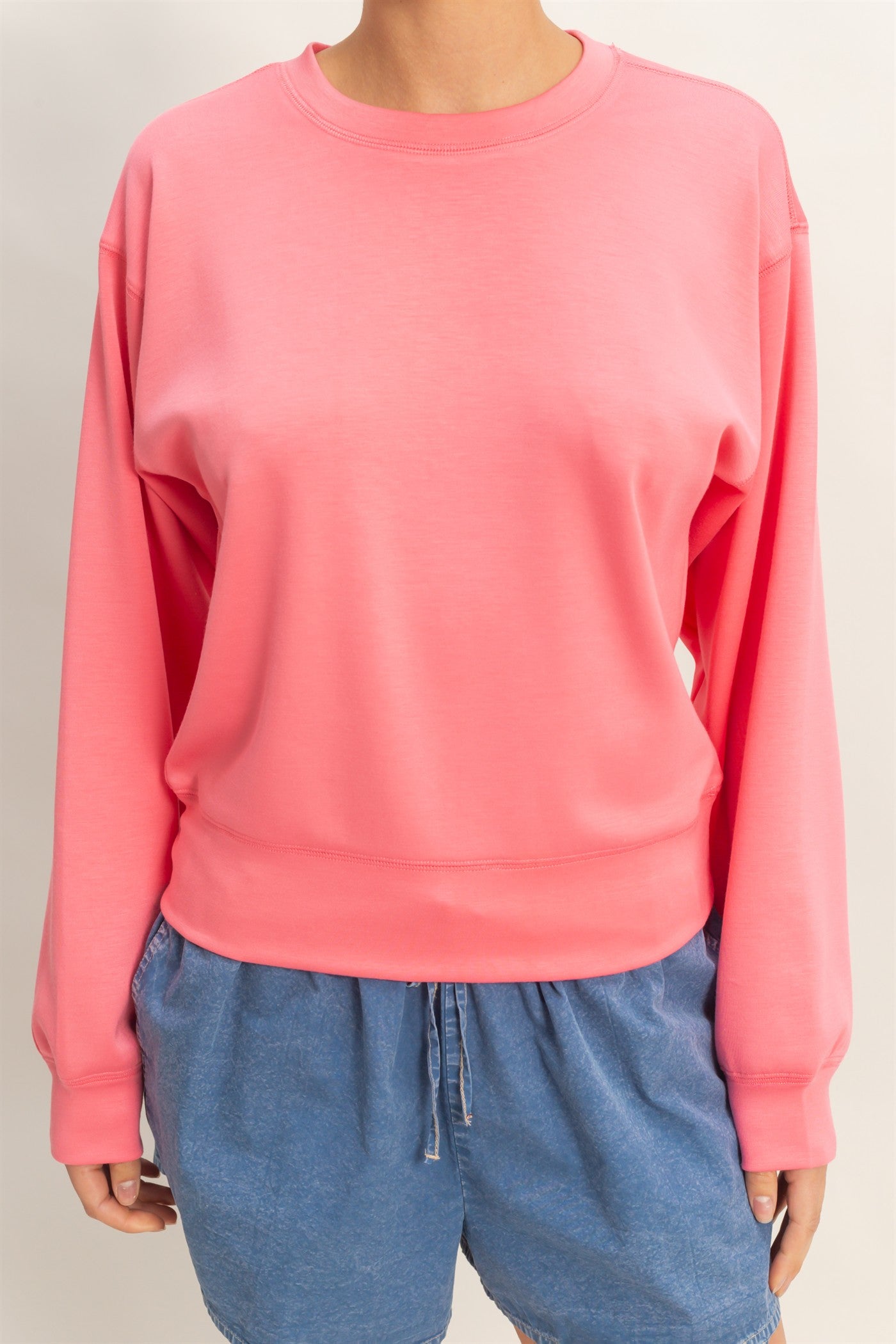 Wholesale Crew Neck Sweatshirt Sweatshirts DZ26C167 TAFFY PINK DOUBLE ZERO
