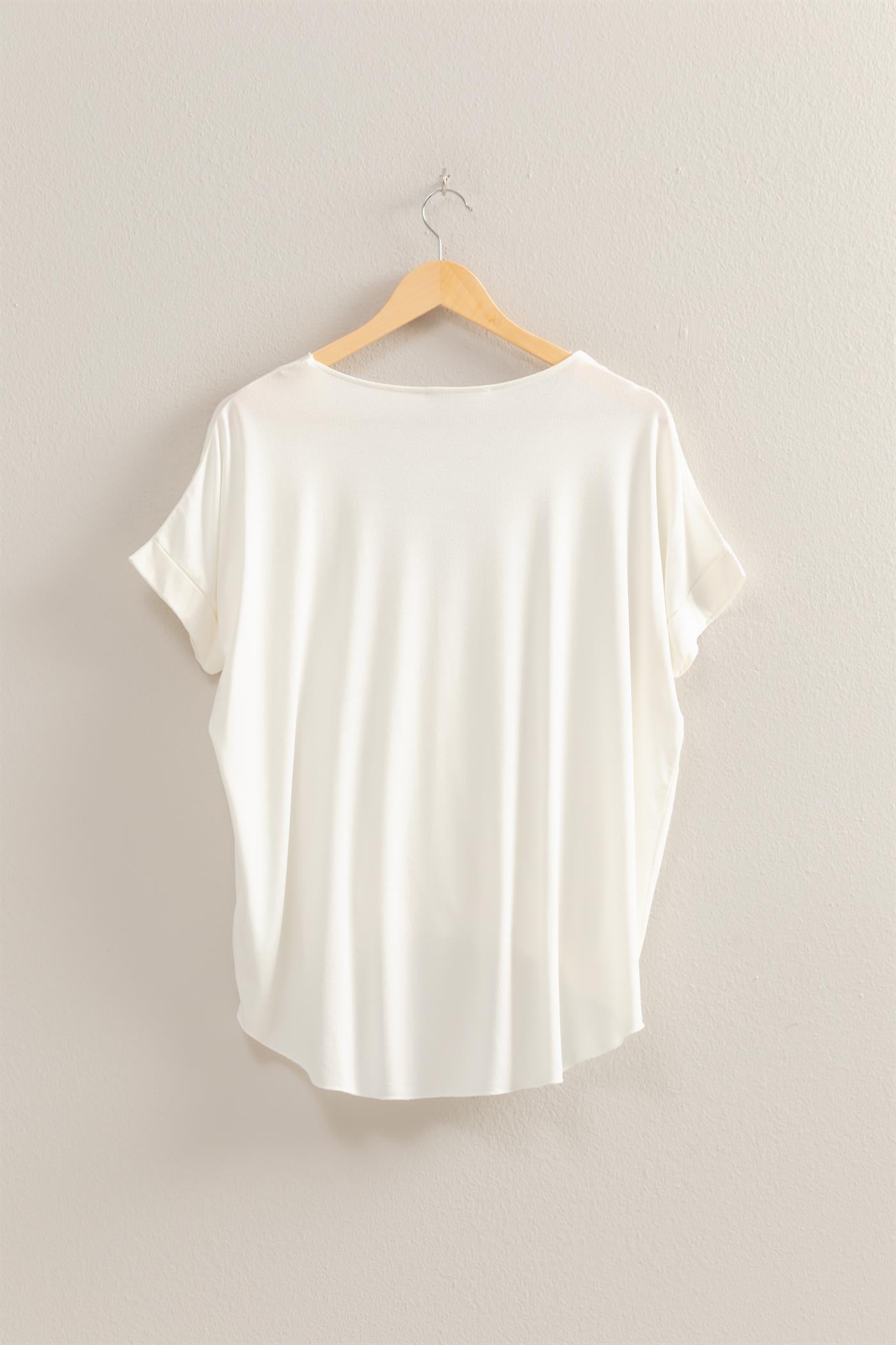 Wholesale Short Sleeve Surplice Top Clothing Tops DZ25E289 OFF WHITE DOUBLE ZERO