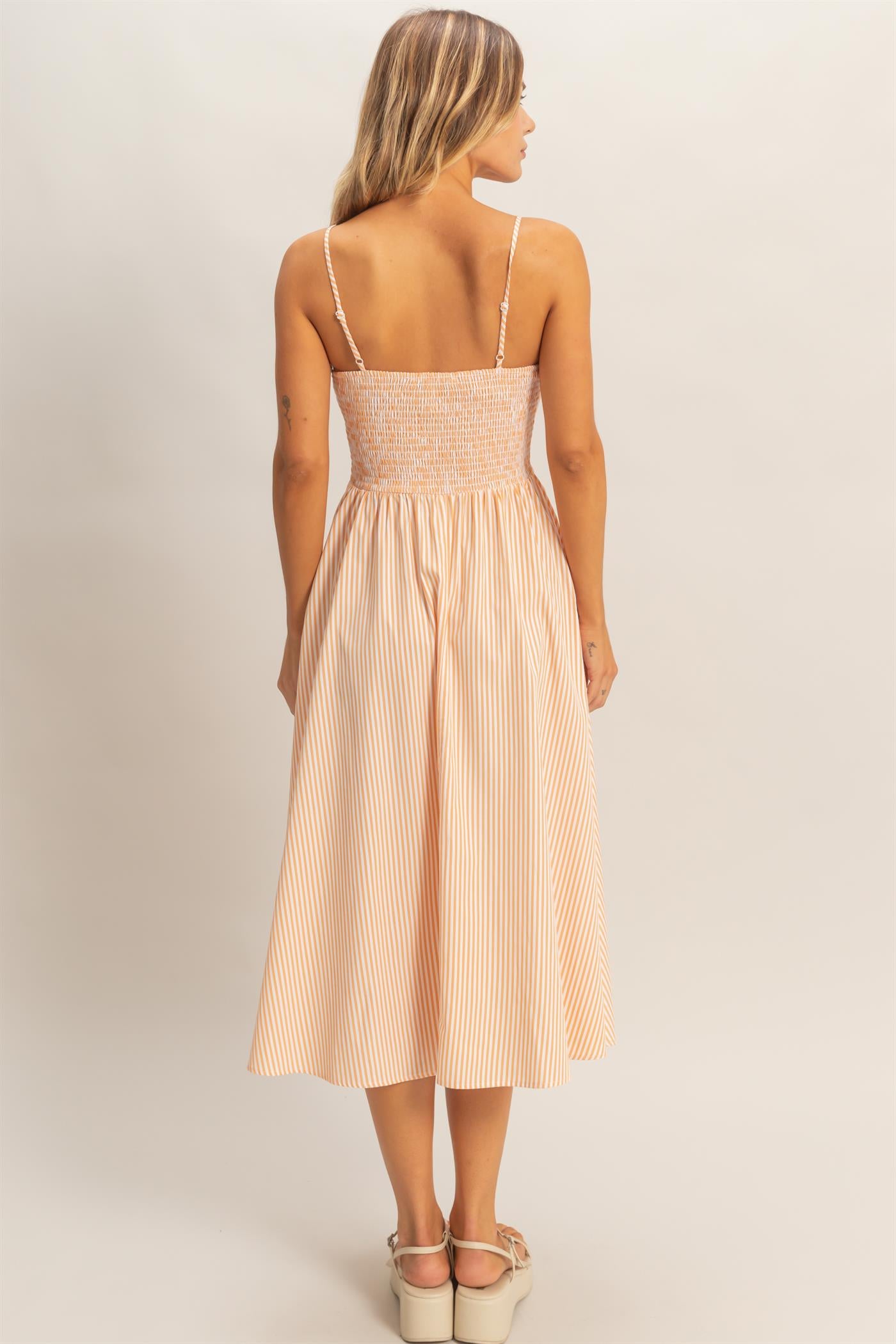 Wholesale Striped Spaghetti Strap Dress Dresses HF26A291-D ORANGE HYFVE