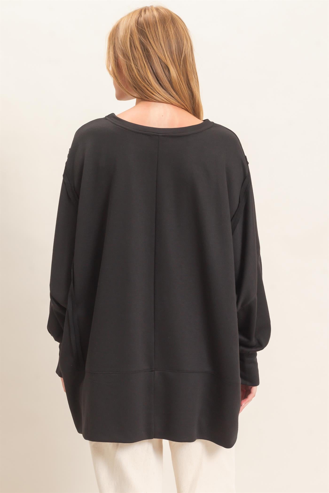 Wholesale Oversized Crew Neck Sweatshirt Sweatshirts HF26F132 BLACK HYFVE