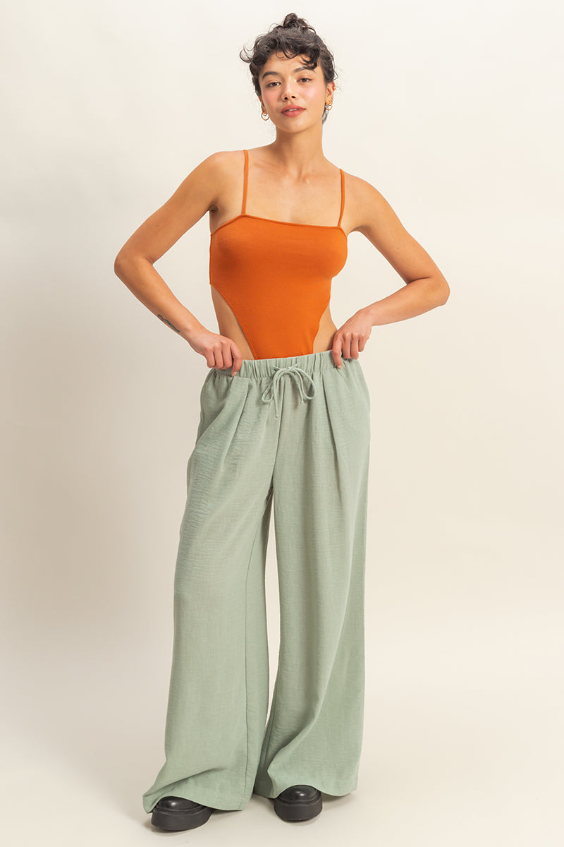 Wholesale Cami High-Cut Bodysuit Clothing Tops DZ22E147 YAM DOUBLE ZERO