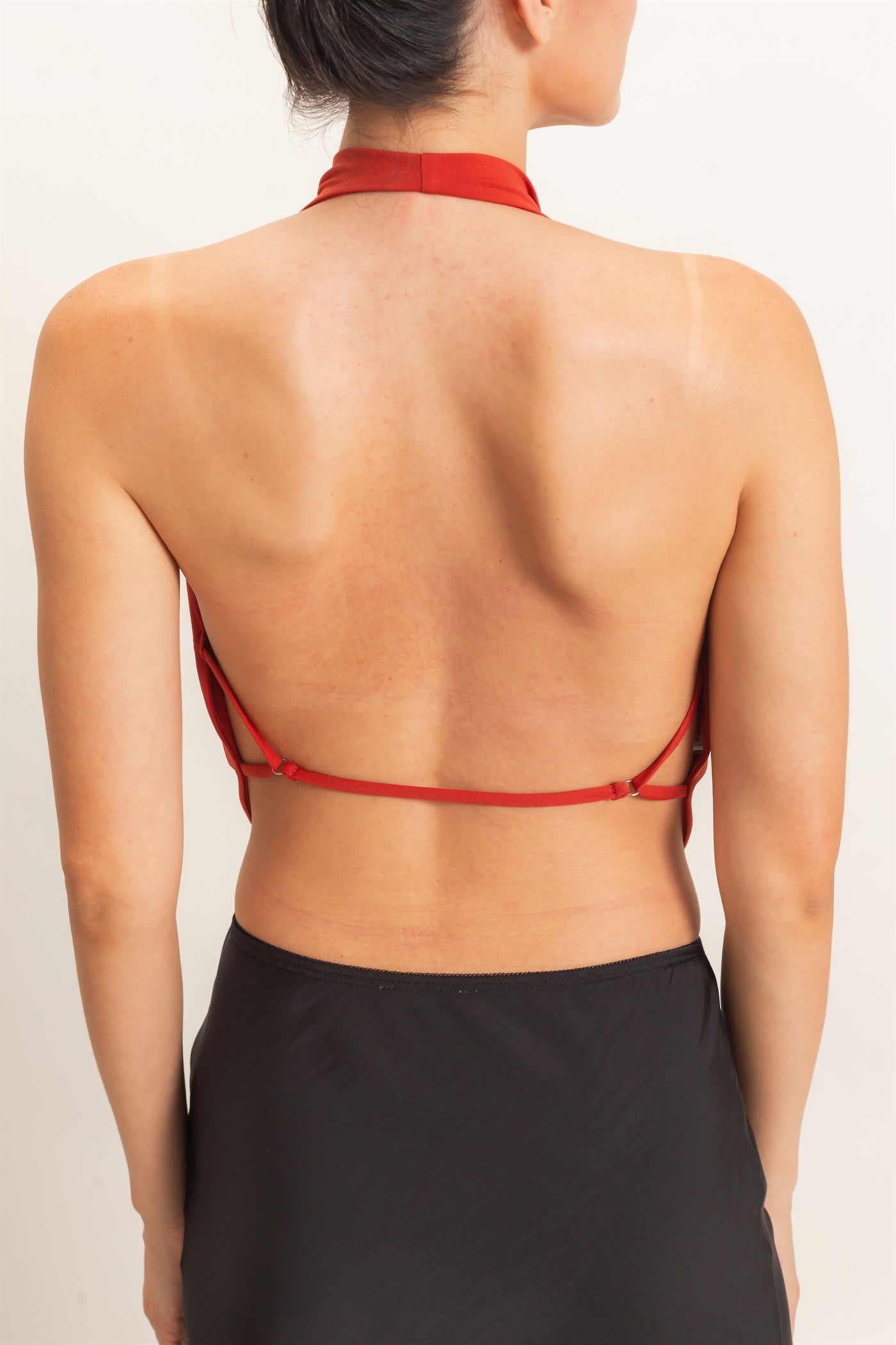 Wholesale Draped Halter Neck Top Blouses HF26F076 RUST HYFVE