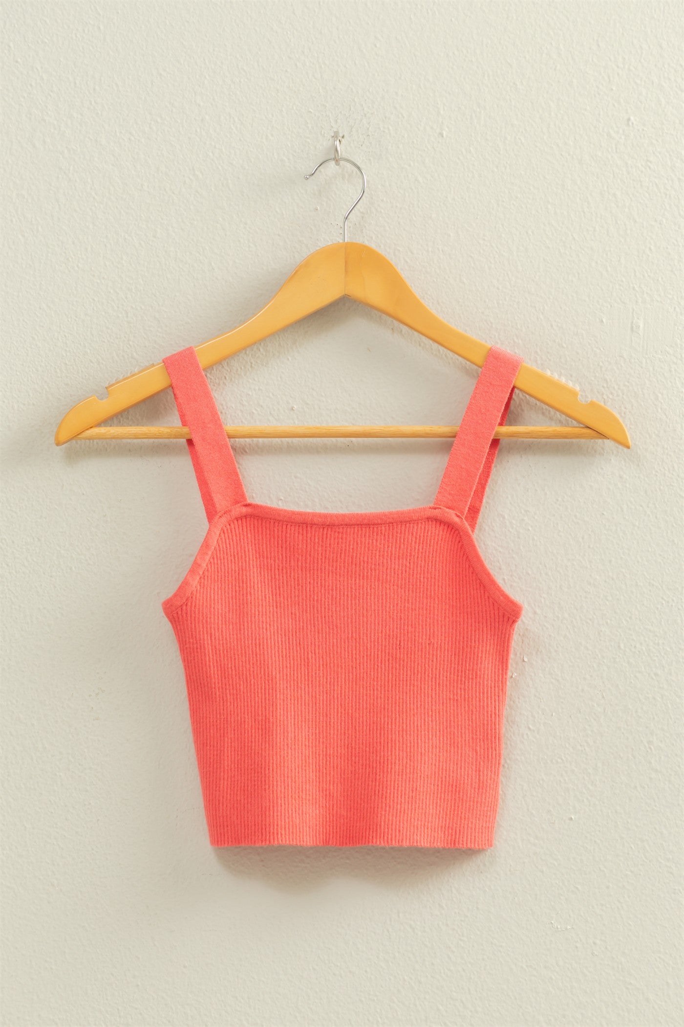 Wholesale Ribbed Cropped Tank Top Clothing Tops DZ23A825 CORAL DOUBLE ZERO