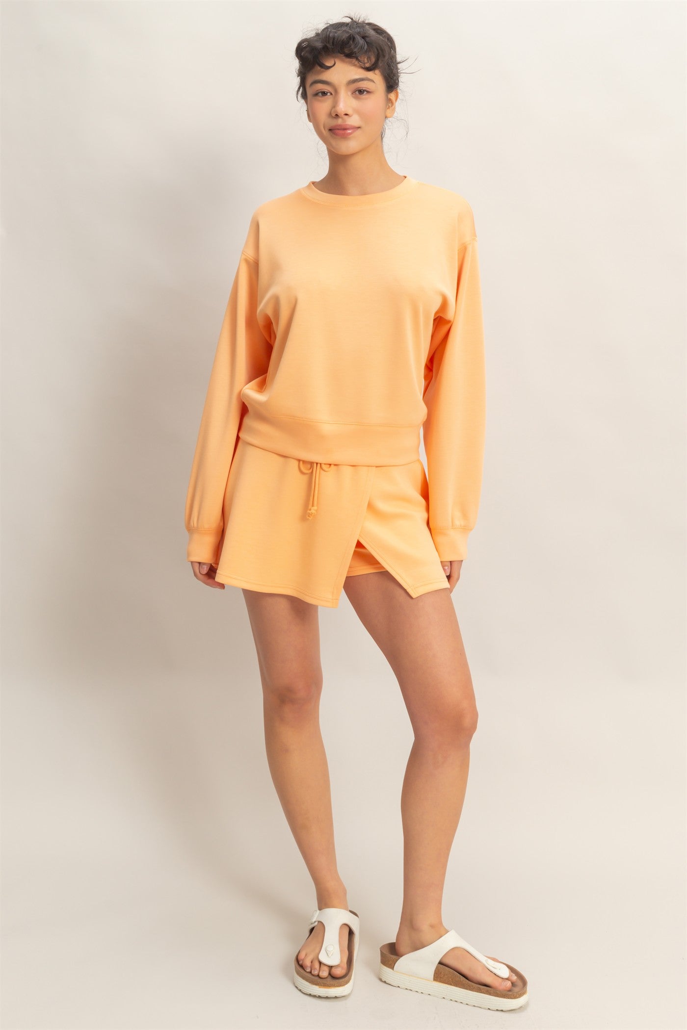 Wholesale Crew Neck Sweatshirt Sweatshirts DZ26C167 APRICOT DOUBLE ZERO