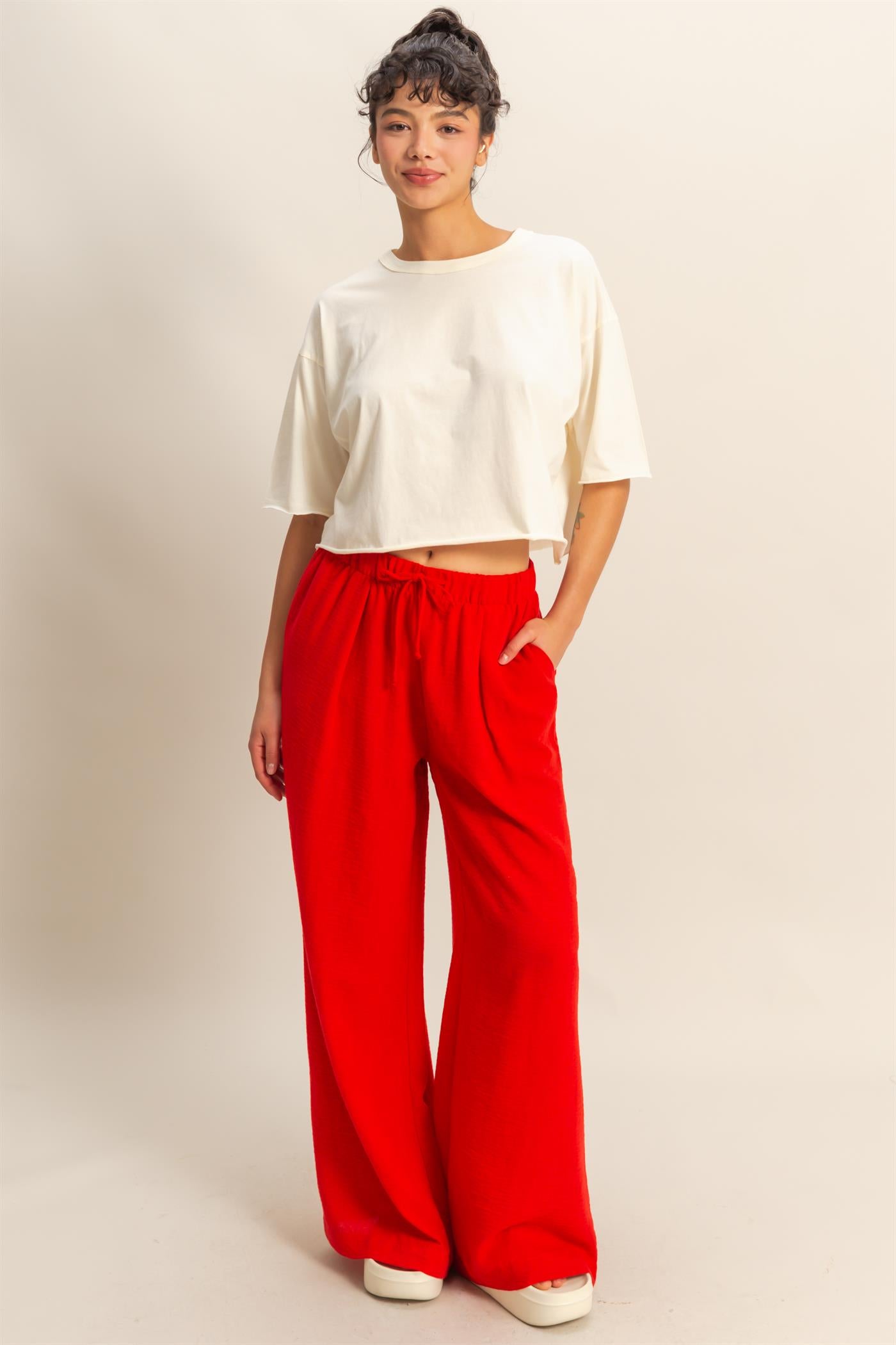 Wholesale Drop Shoulder Crew Neck Wide Fit Tee Clothing Tops DZ25A757 OFF WHITE DOUBLE ZERO