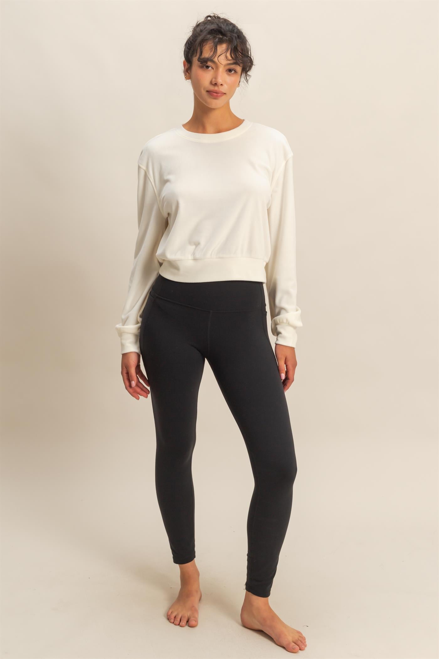 Wholesale Banded Waist Sweatshirt Clothing Tops DZ23A458 WHIP CREAM DOUBLE ZERO