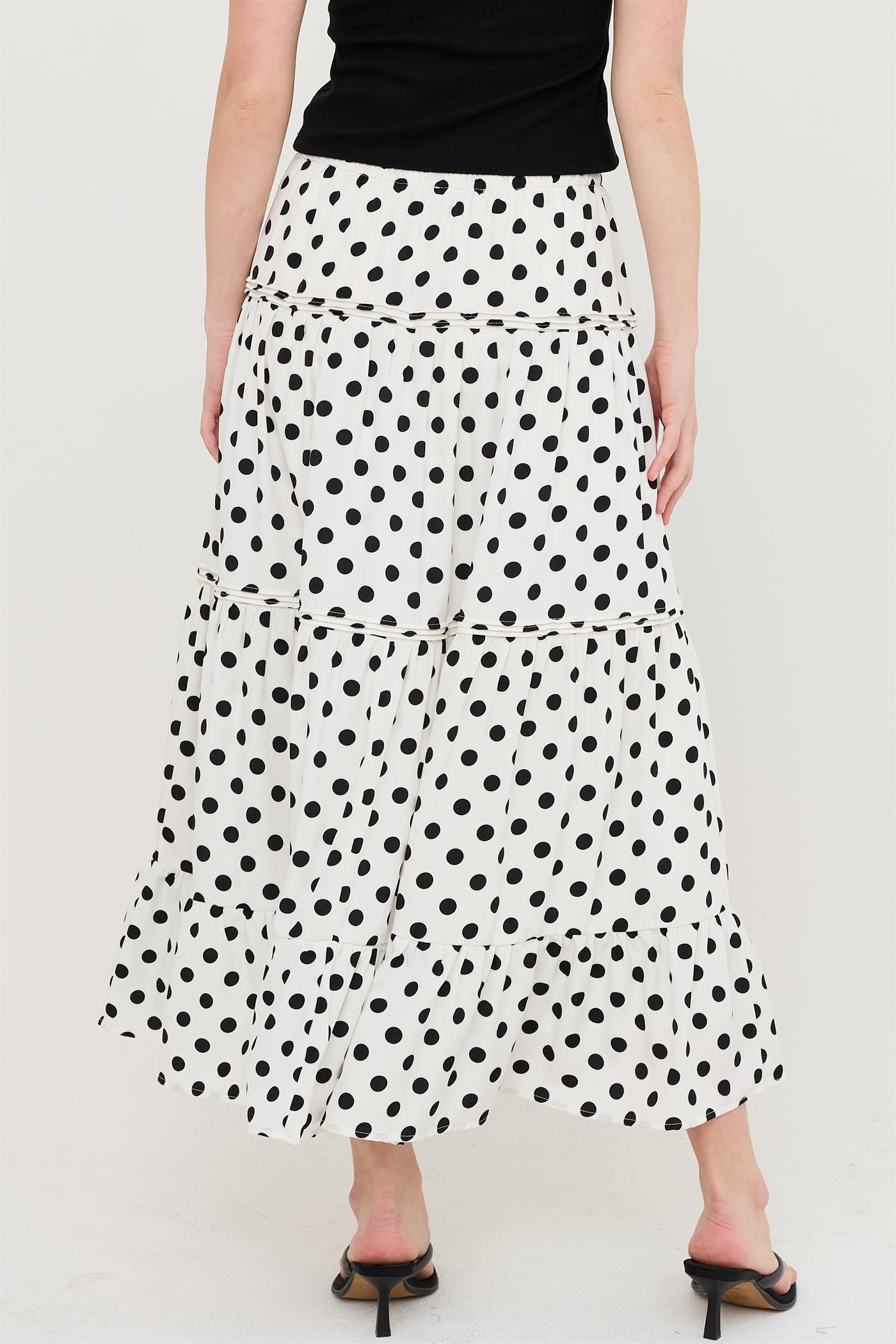 Wholesale Tiered Polka Dot Skirt Skirts HF26C066 WHITE HYFVE