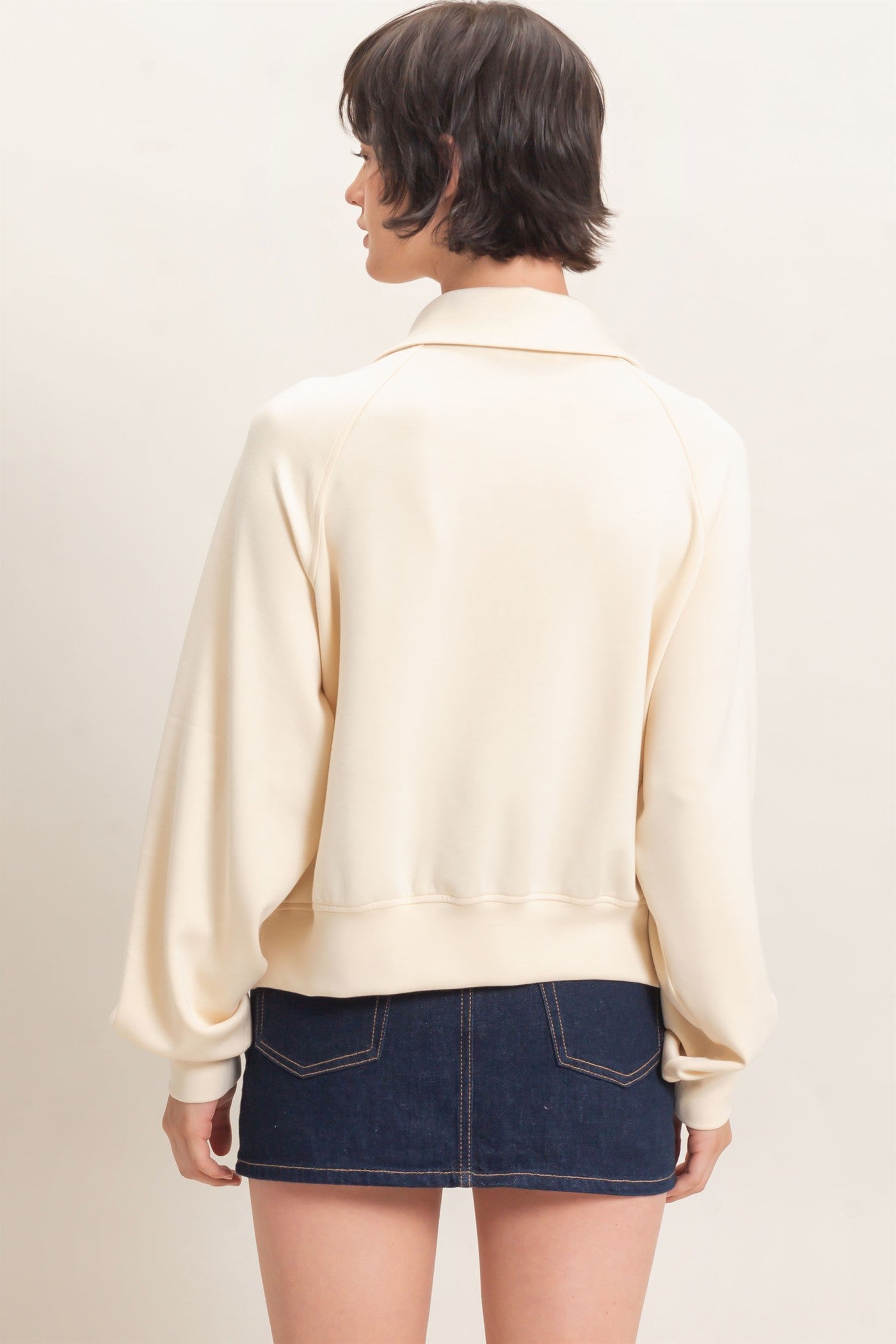Wholesale Half-Zip Collar Raglan Pullover Sweatshirts DZ26C967 ALPACA DOUBLE ZERO