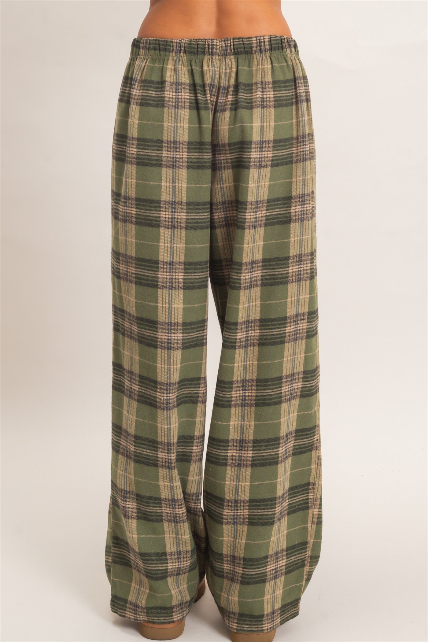 Wholesale Plaid Wide-Leg Pants Pants DZ26F271 OLIVE DOUBLE ZERO