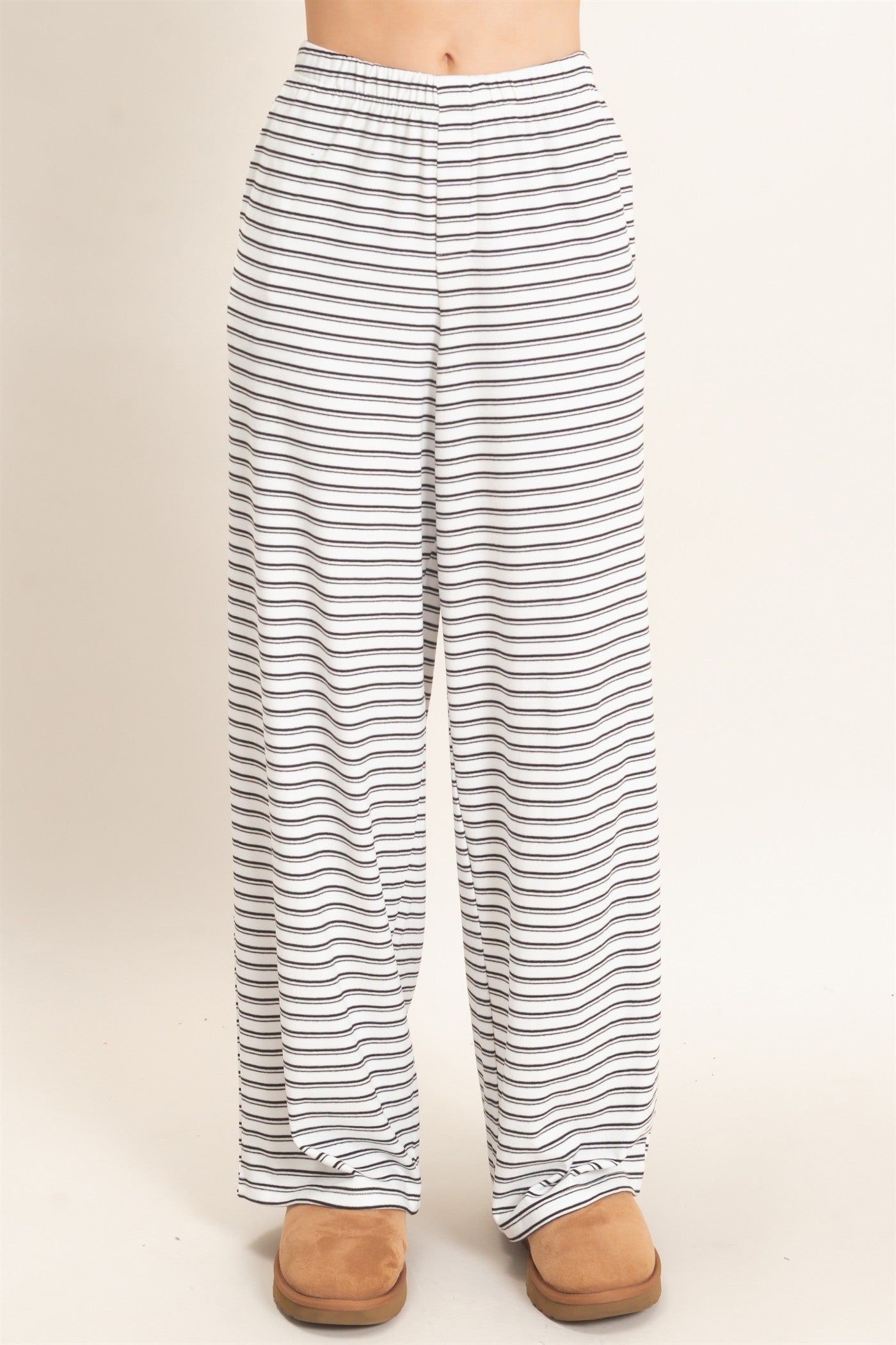 Wholesale Striped Elastic Waist Pants Pants HF26C677 WHITE HYFVE