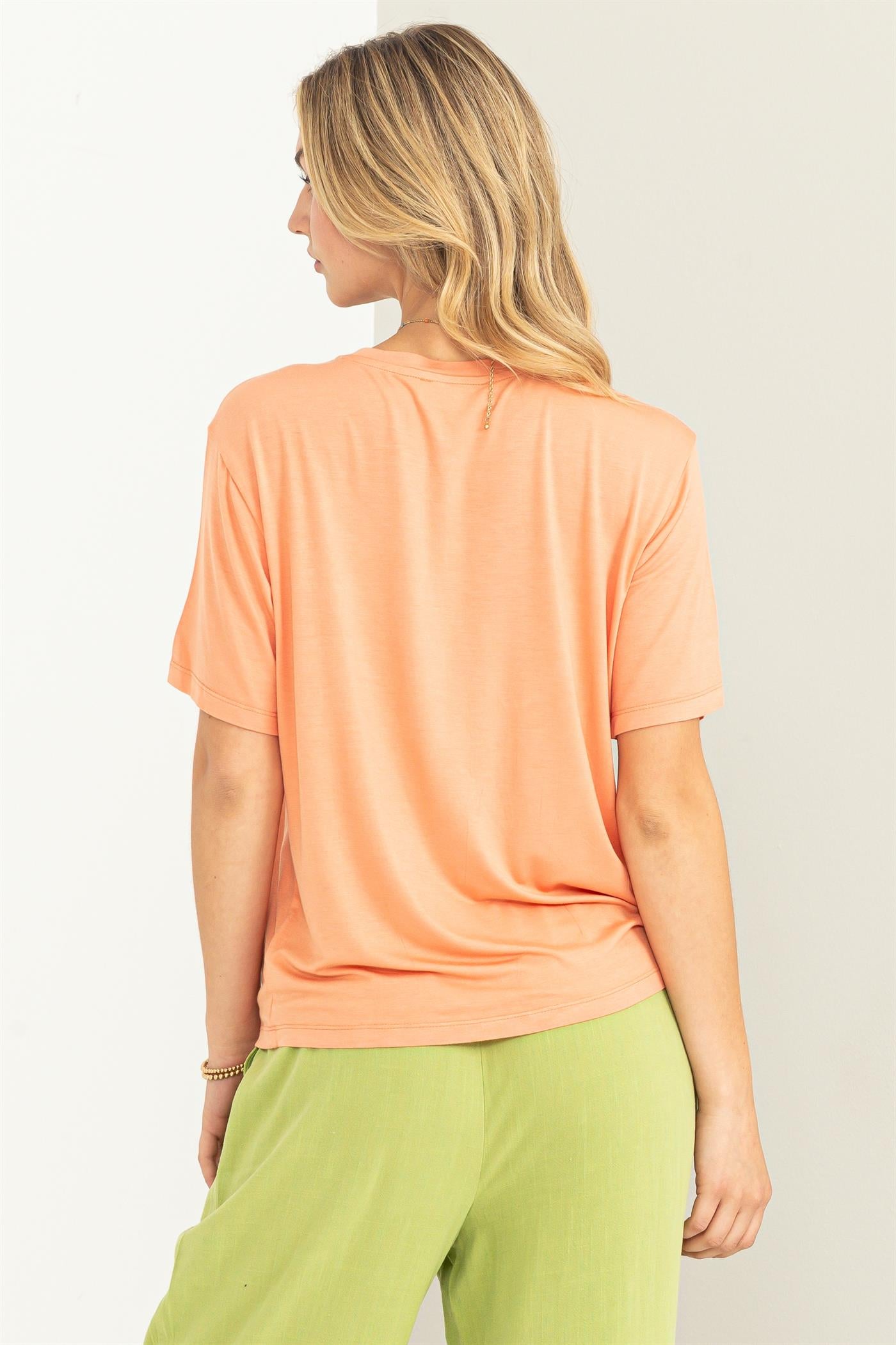 Wholesale Oversized Pocket Tee Clothing Tops DZ23C568 CREAMY PEACH HYFVE