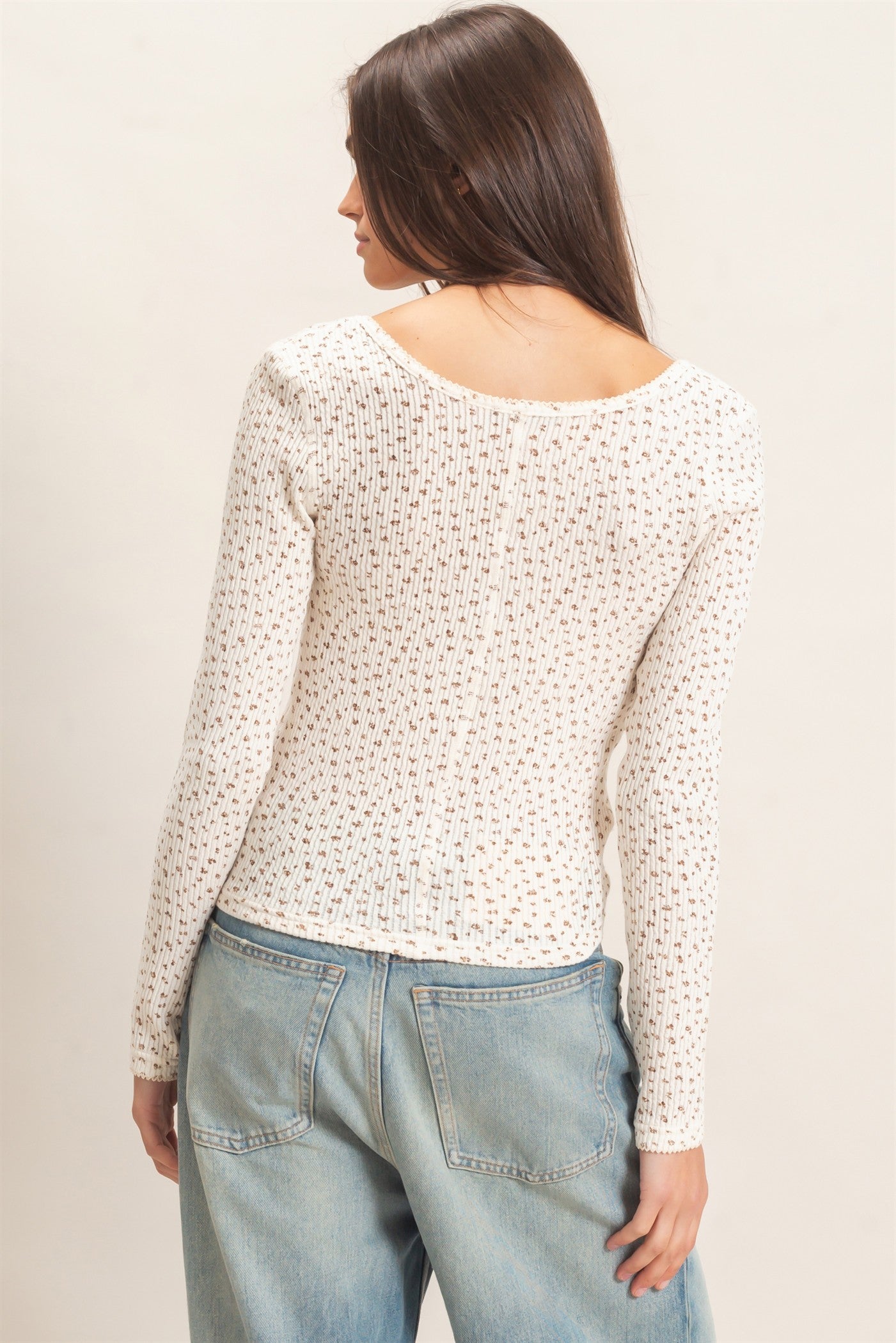 Wholesale Square Neck Button-Up Top Clothing Tops HF26E675 CREAM HYFVE