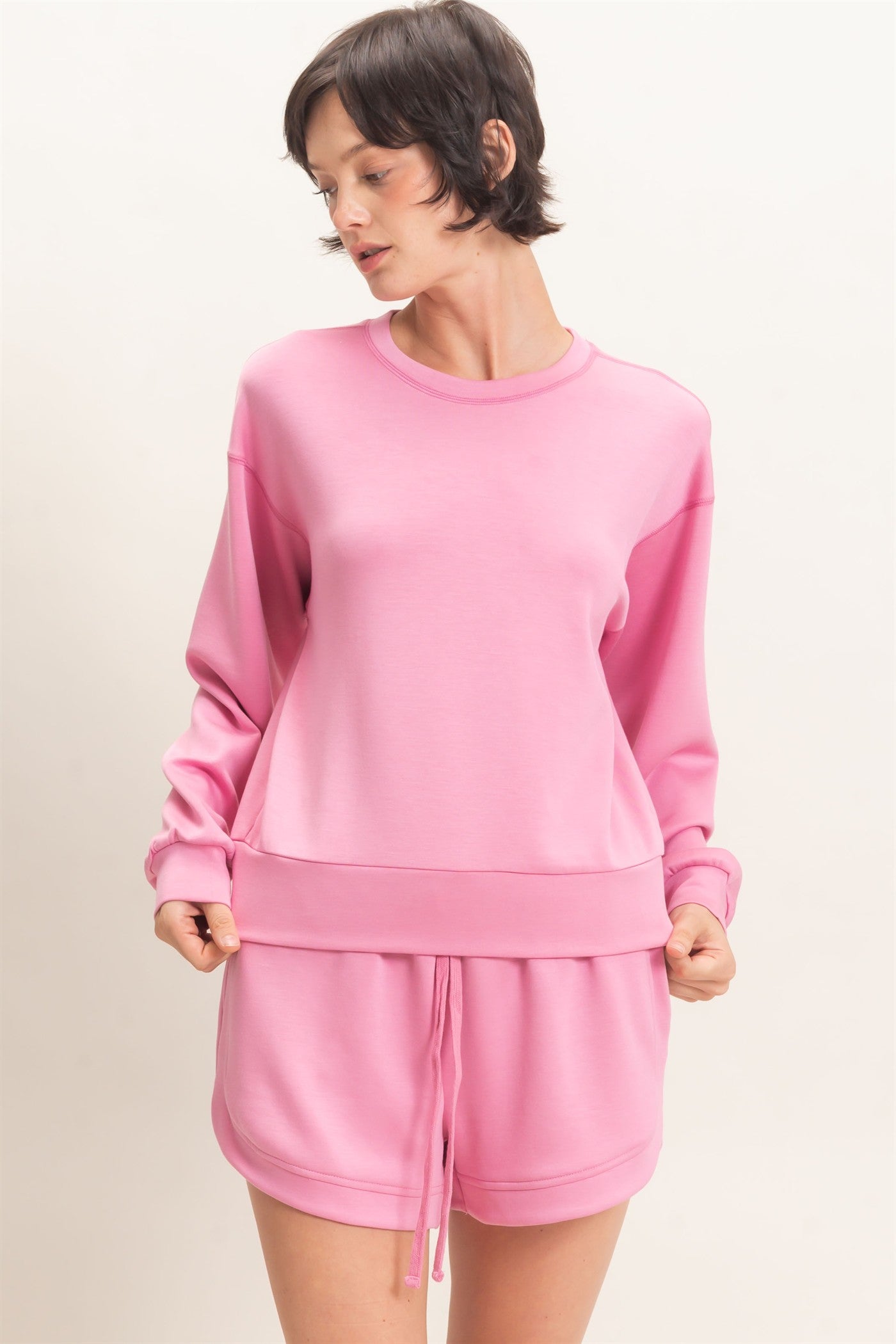 Wholesale Crew Neck Sweatshirt Sweatshirts DZ26C966 PINK DOUBLE ZERO