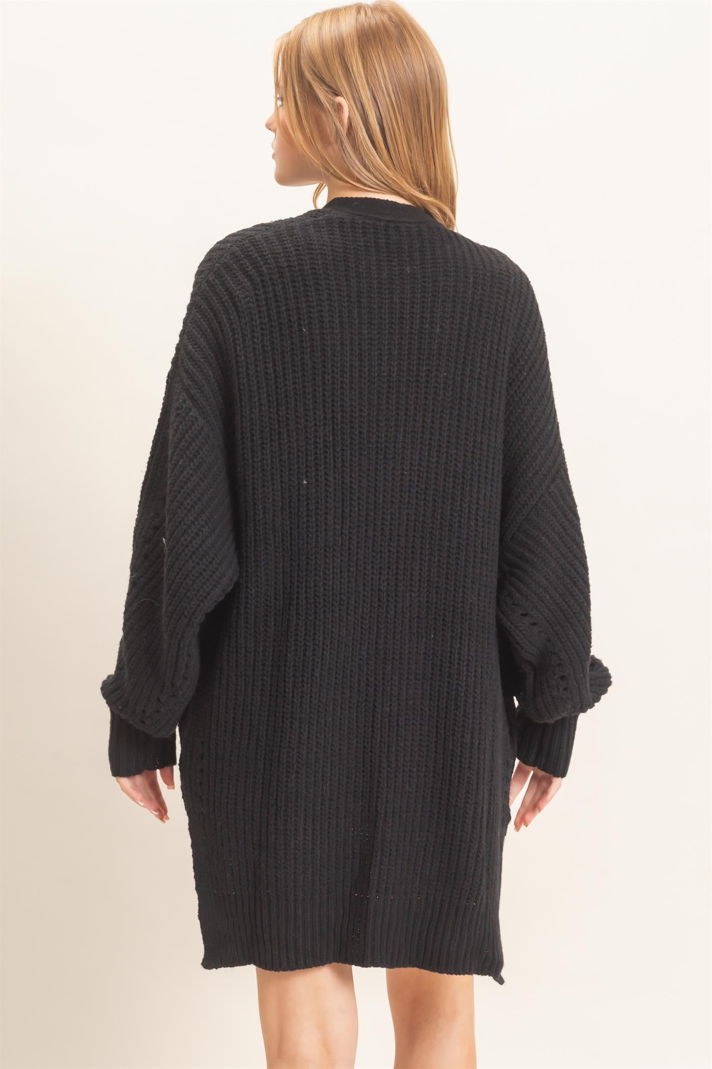 Wholesale Open-Front Cardigan Cardigans HF26C410 BLACK HYFVE