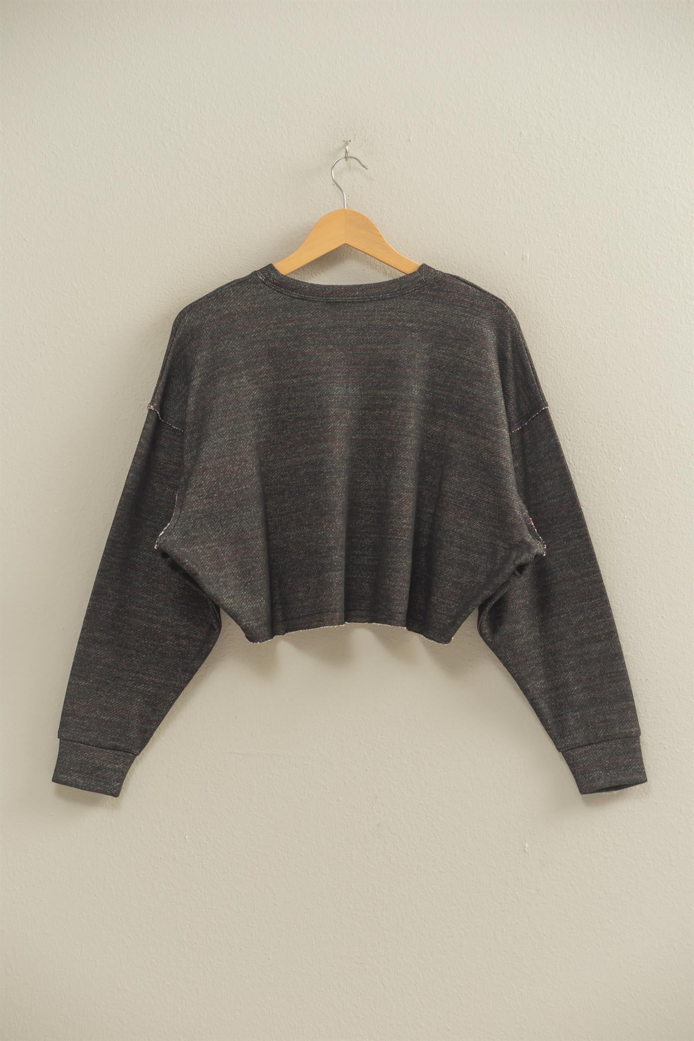 Wholesale Drop-Shoulder Cropped Top Clothing Tops DZ22G906 BLACK DOUBLE ZERO