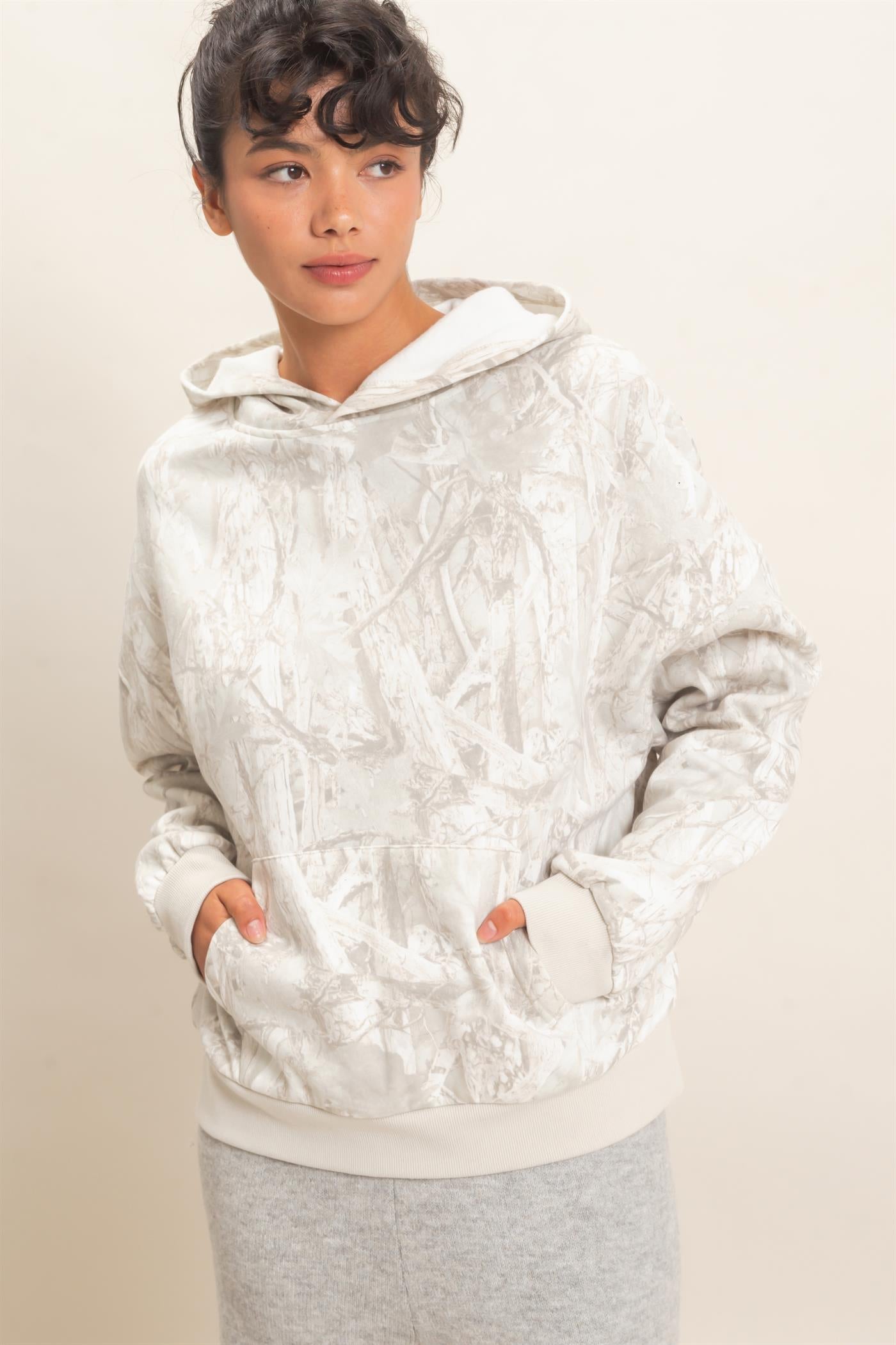 Wholesale Tree Camouflage Hoodie With Kangaroo Pocket Hoodies DZ26F011 GRAY DOUBLE ZERO