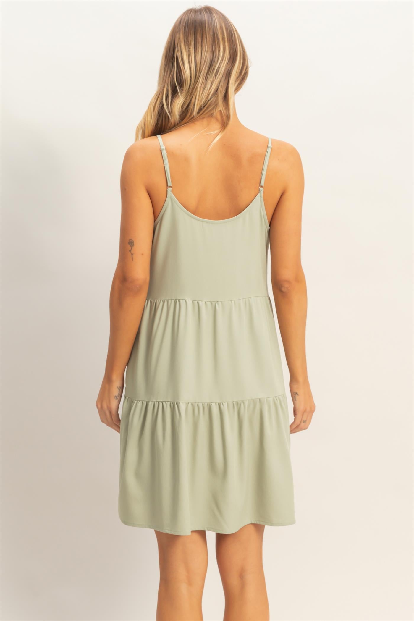 Wholesale Tiered Spaghetti Strap Dress Dresses HF26E426-D SAGE HYFVE