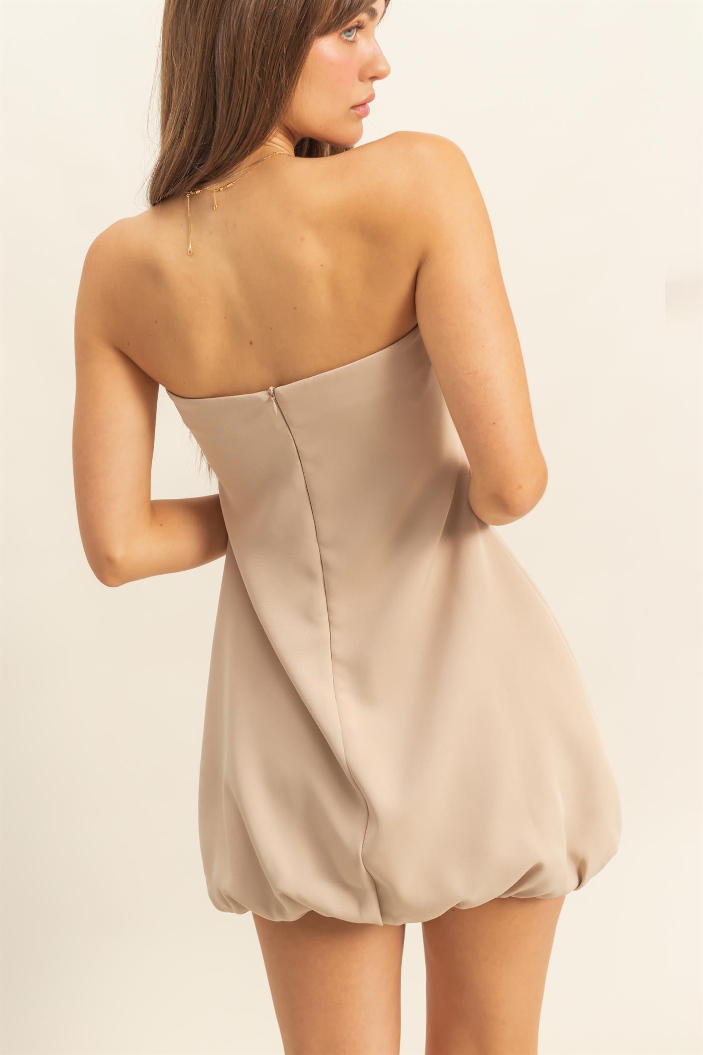 Wholesale Chic Blouson Mini Dress Dresses HF25E858 BEIGE HYFVE
