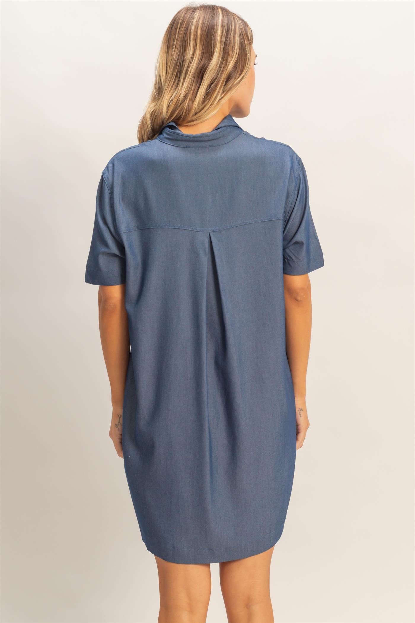 Wholesale Collared Shirt Dress Dresses HF26E427-D D.DENIM HYFVE