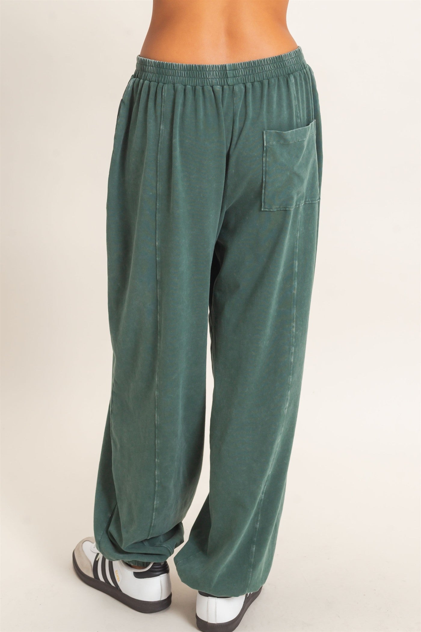 Wholesale Mineral Wash Elastic Waist Jogger Pants Joggers DZ26F405 DARK GREEN DOUBLE ZERO