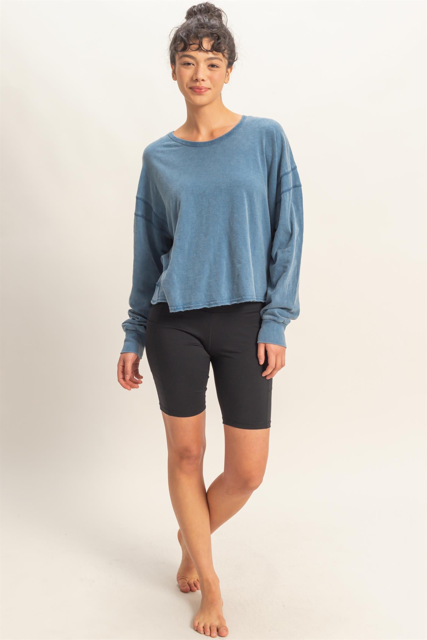 Wholesale Cross Detail Open Back Long-Sleeve Top Clothing Tops DZ26C731 NAVY DOUBLE ZERO