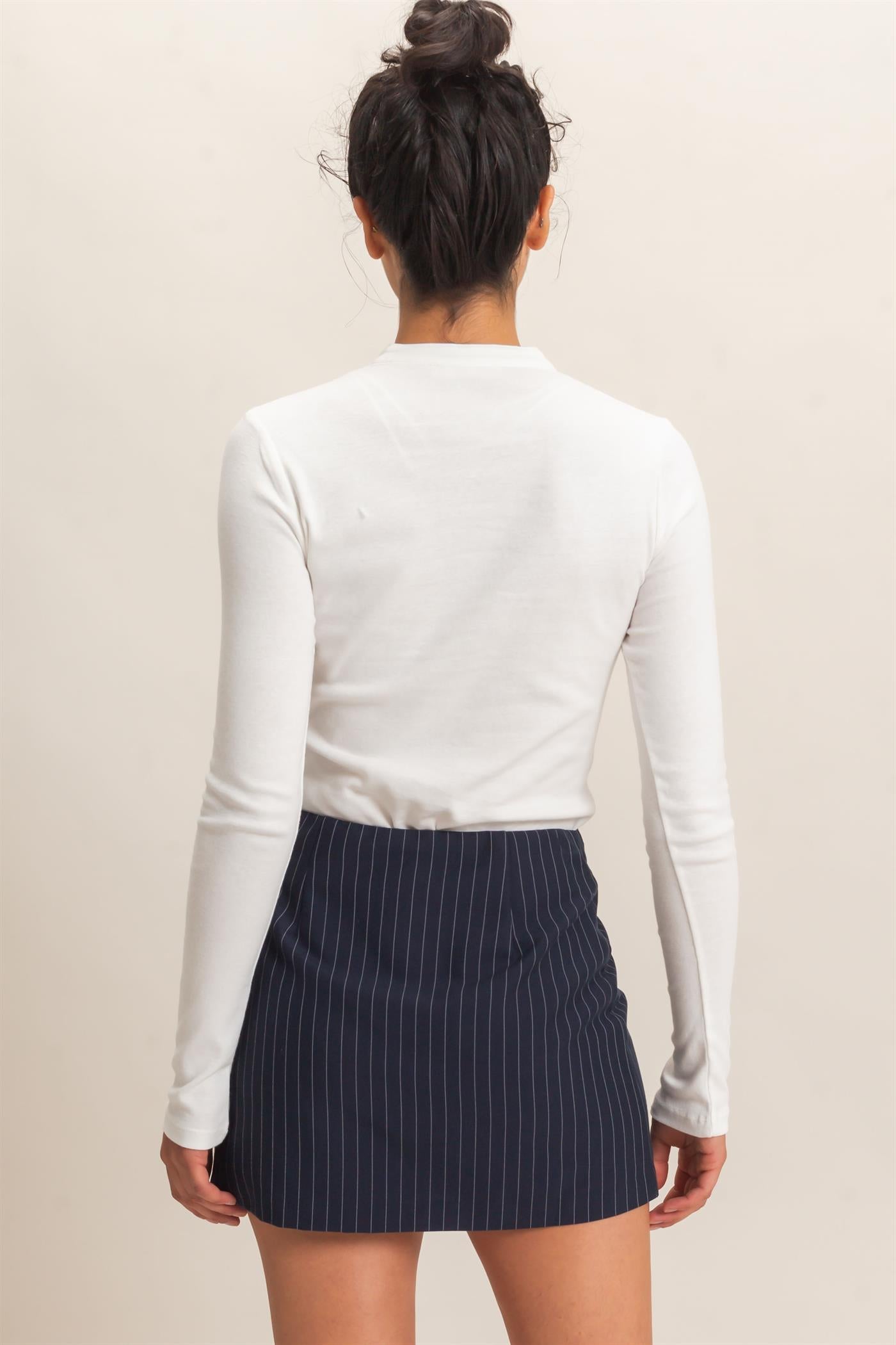 Wholesale Long Sleeve Henley Top Clothing Tops DZ26E865 WHITE DOUBLE ZERO