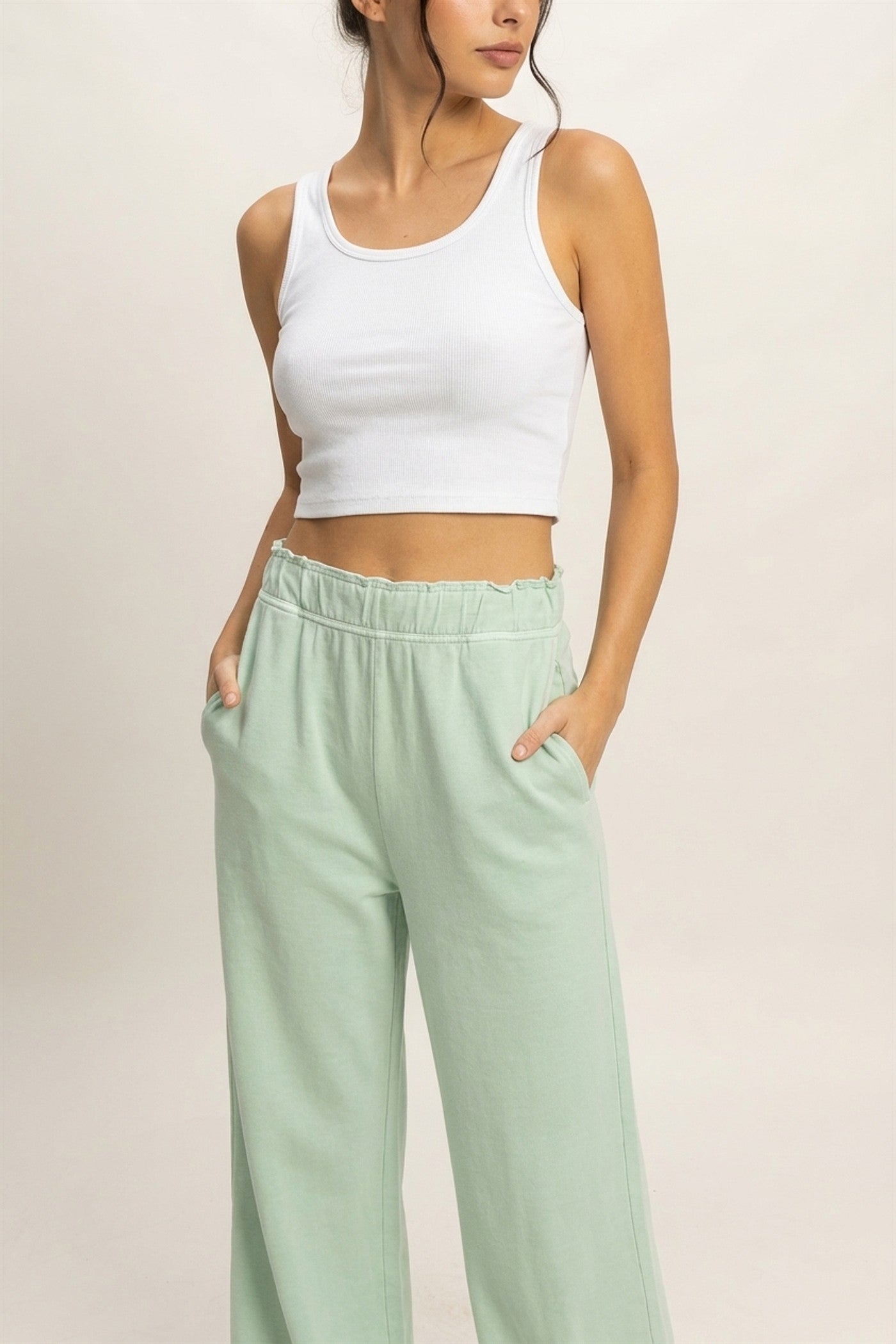 Wholesale High Waist Flare Pants Pants DZ24C346-D MINT DOUBLE ZERO